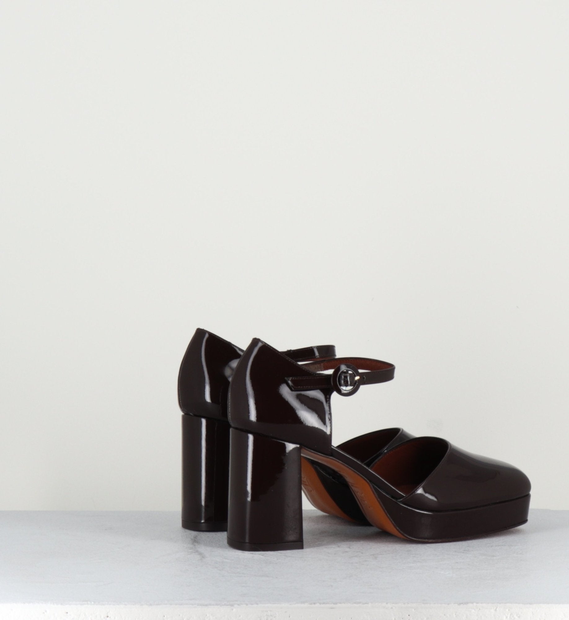 Babies en cuir vernis chocolat - CAMELIA CHOCOLAT