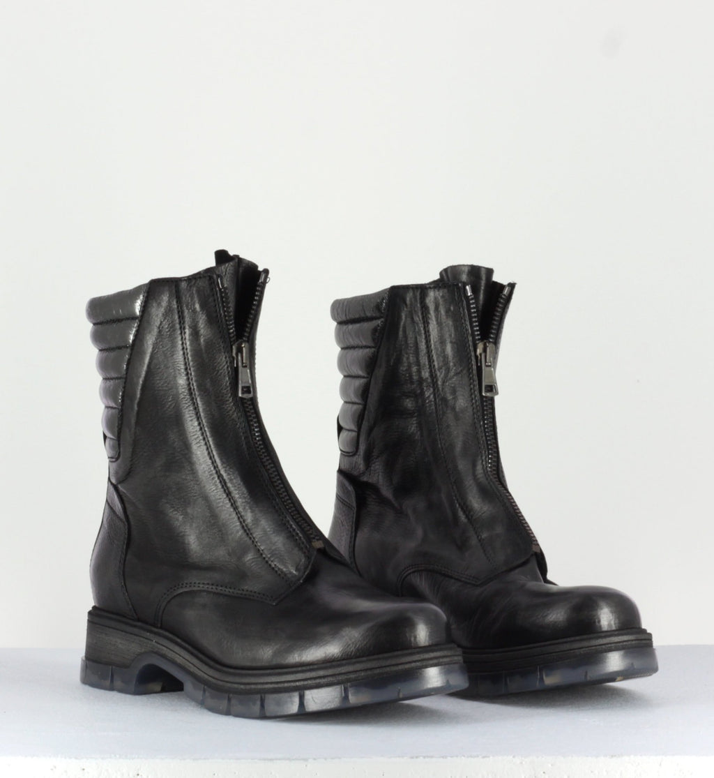 Bottines plate en cuir noir Sélection Garrice fru.it shoes - 5827