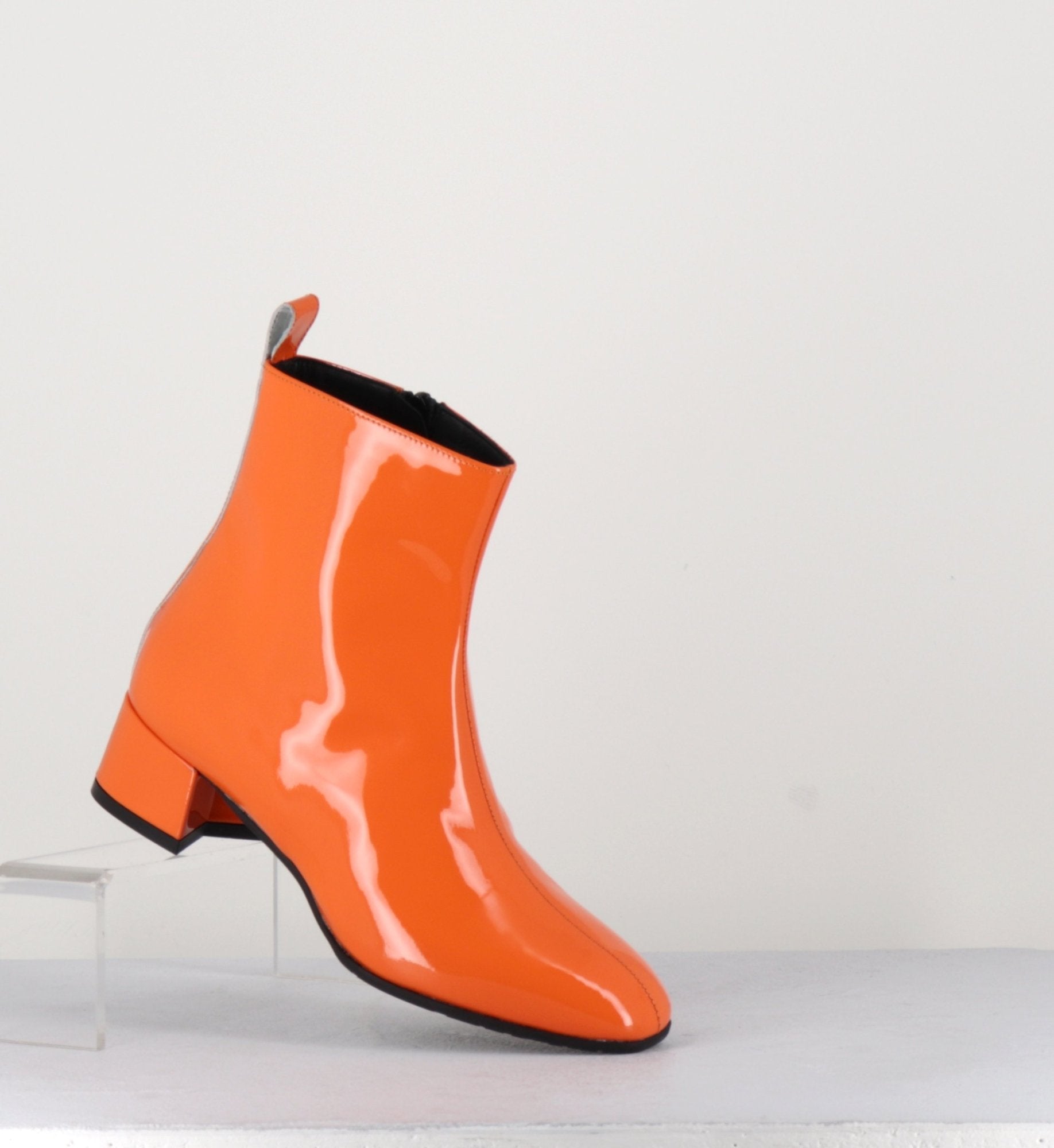 Boots 60s en cuir vernis orange - JANE VERNICE ORANGE