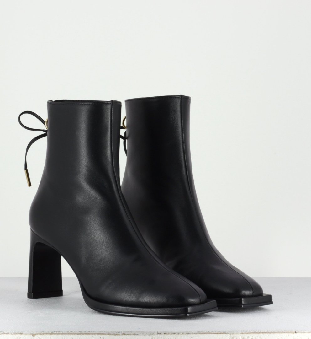 REIKE NEN - RIBBON SQUARE THIN BOOTS BLACK