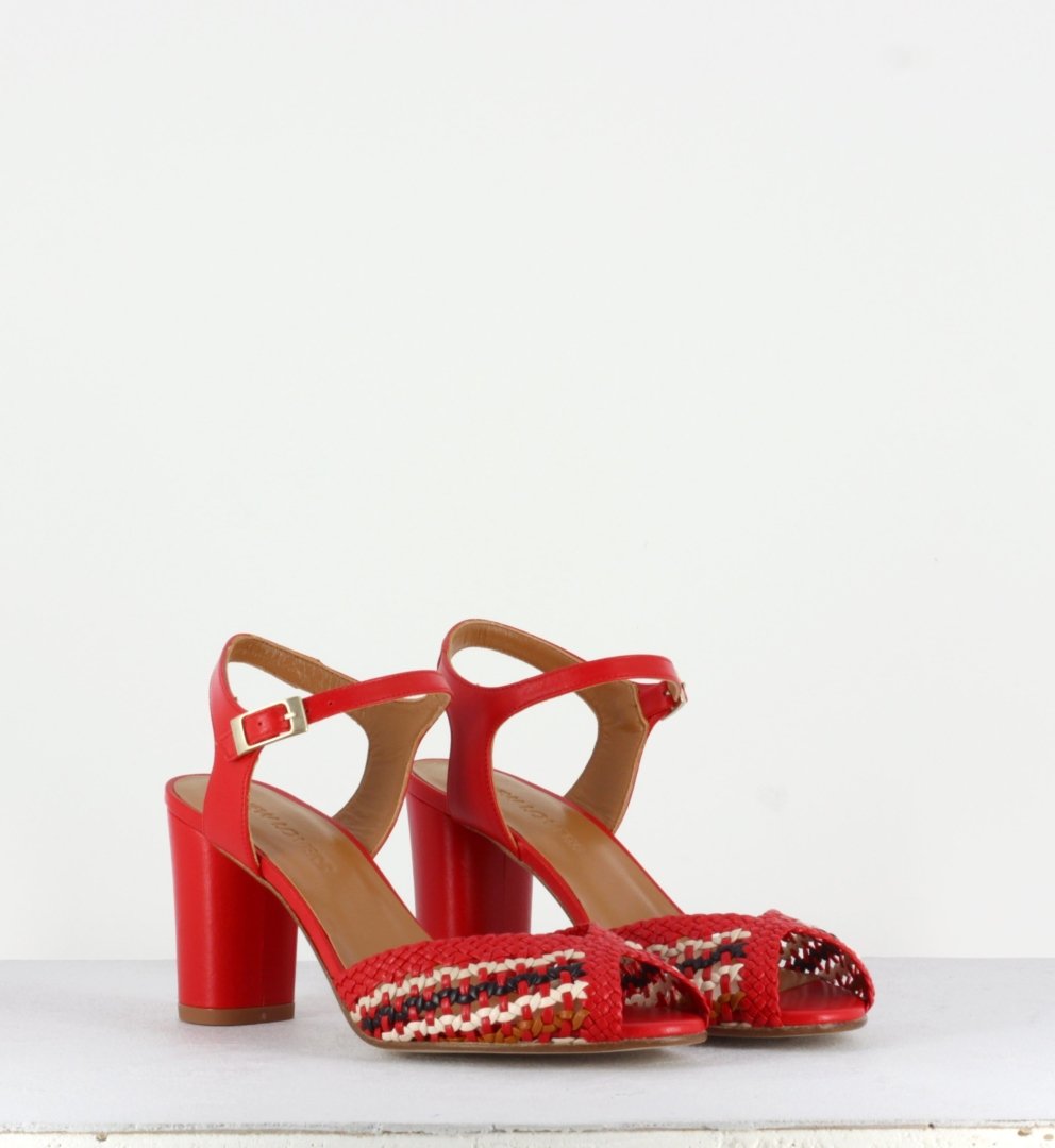 PETRA RED WOVEN SANDAL