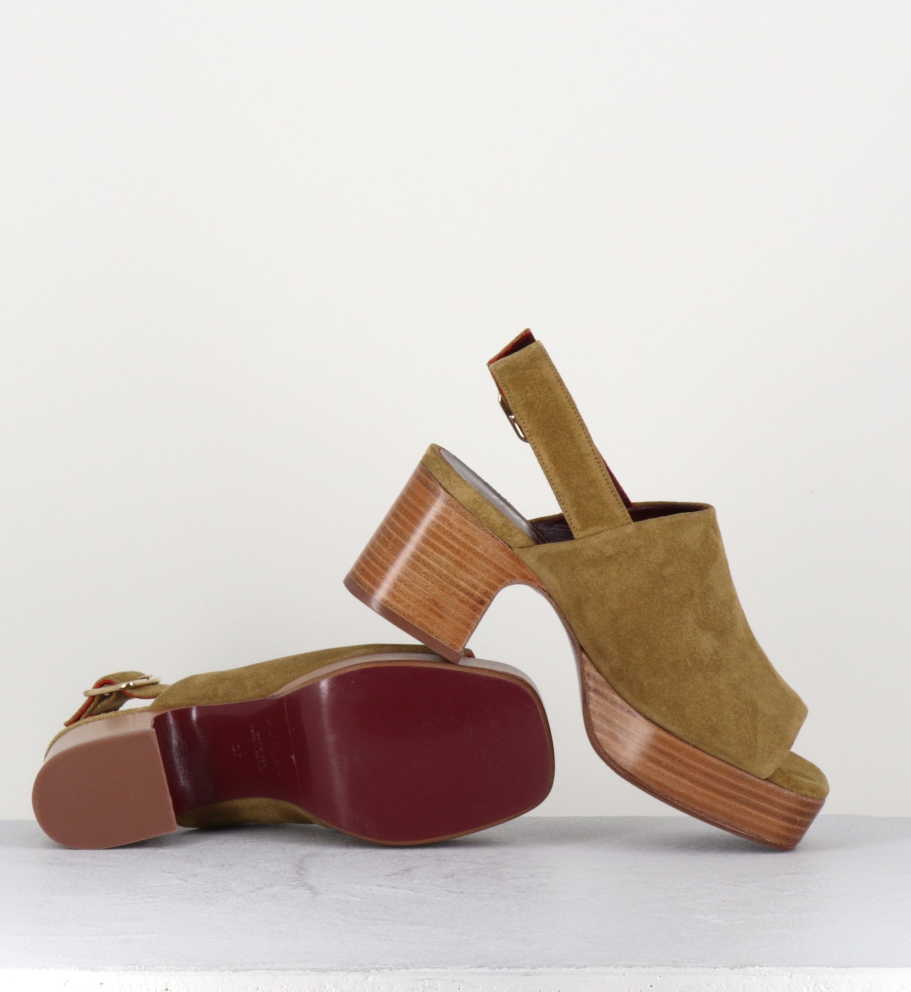 Sandales en daim camel à plateforme - MILOU C81 CHAMOIS