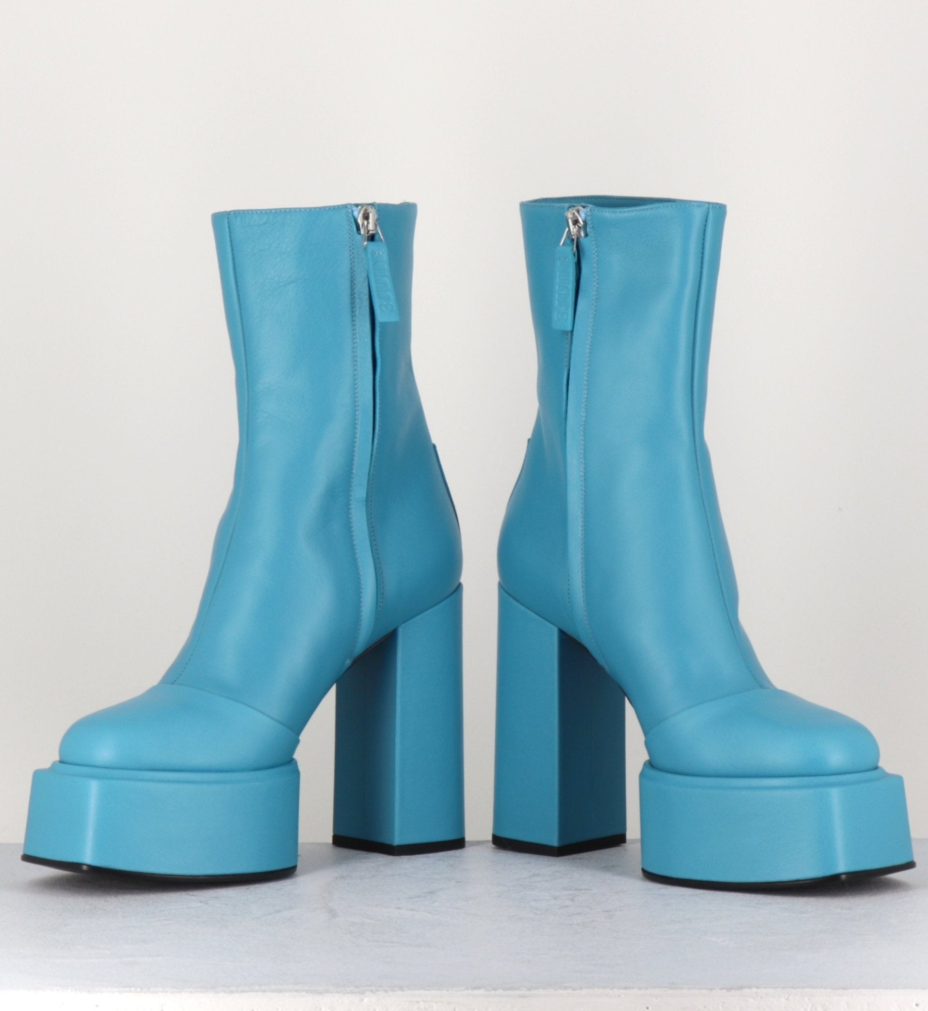 Boots en cuir souple bleu turquoise - IARA MOK ASH