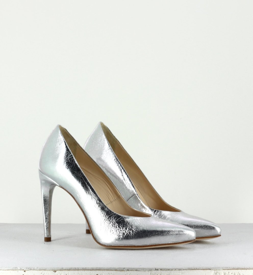Escarpins pointus en cuir argenté Garrice Collection Fruit - 6259