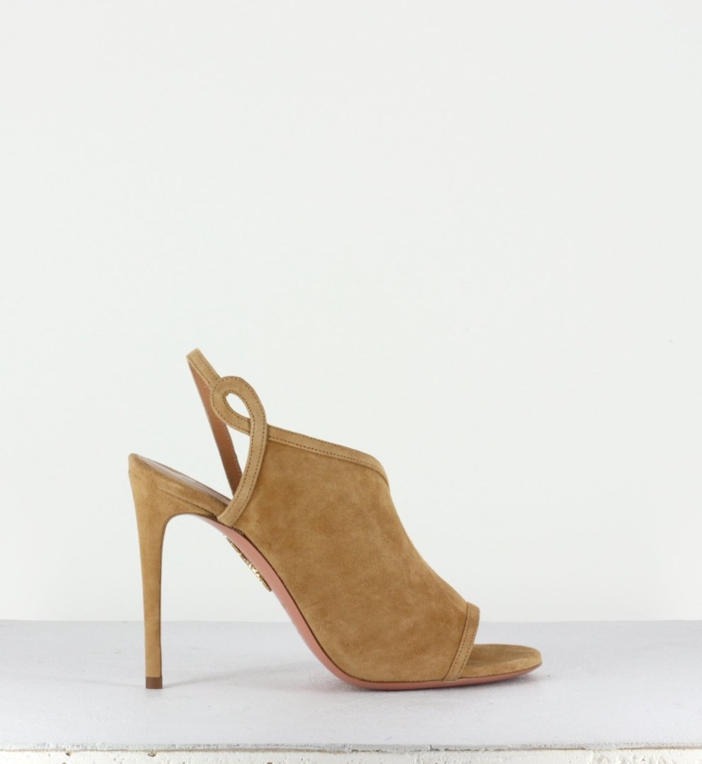 AQUAZZURA  VERY SERPENTINE SANDAL - Sandales camel à talons hauts