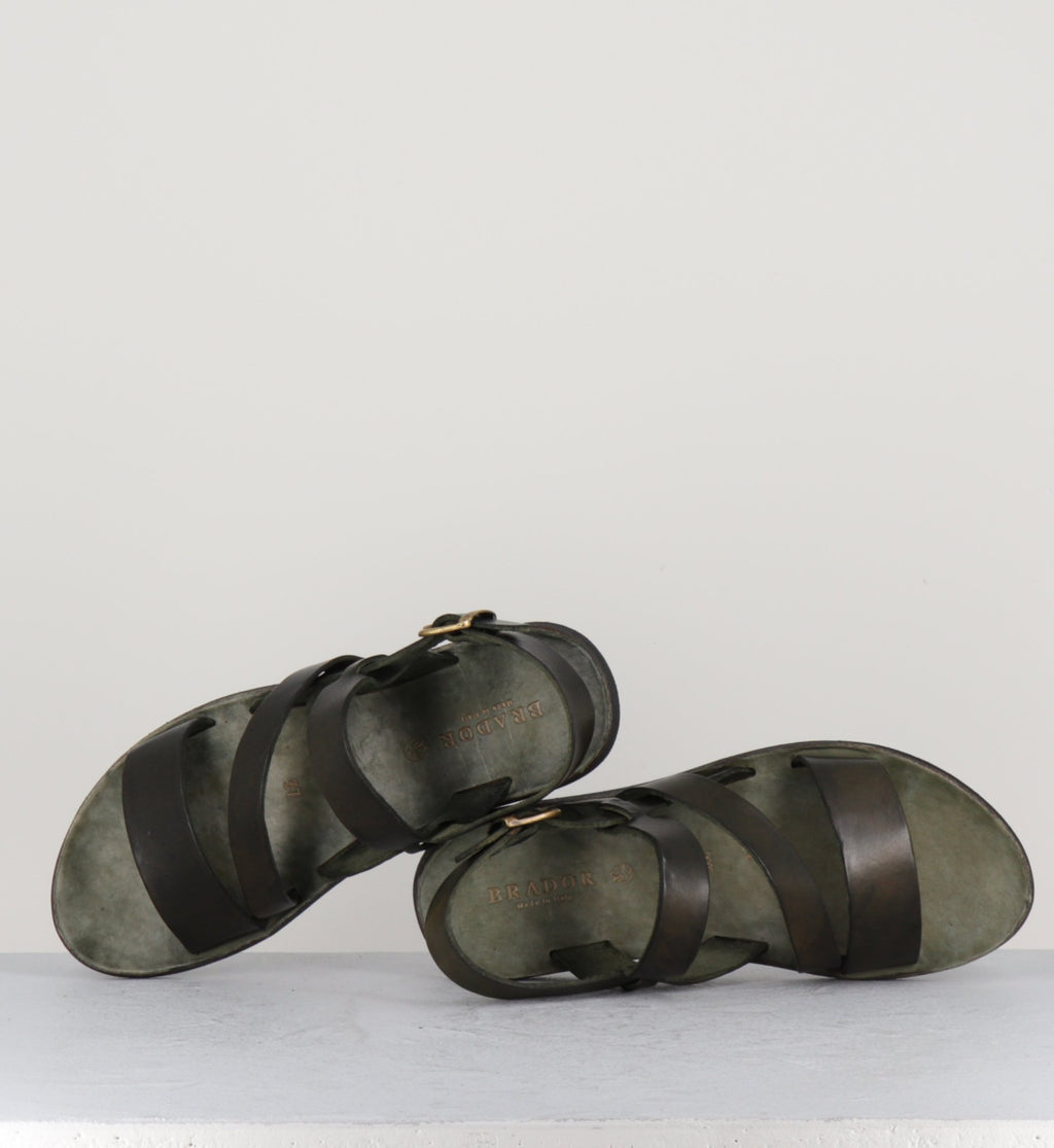 Sandales en cuir vert khaki - 34556 OLIVA
