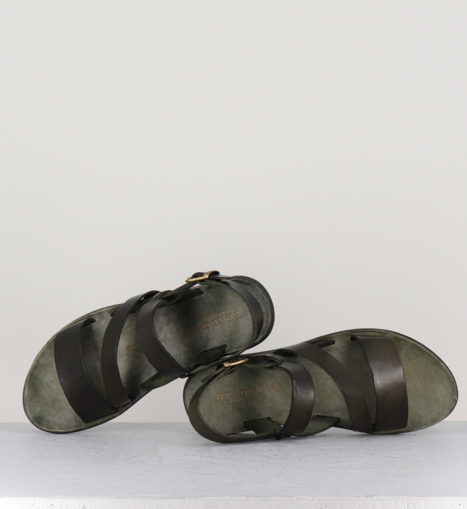 Sandales en cuir vert khaki - 34556 OLIVA