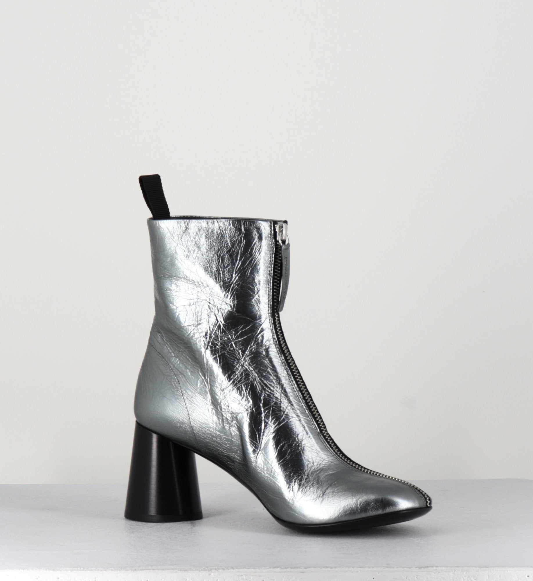 Bottines en cuir métallisé argent très souple - ACE07 METAL