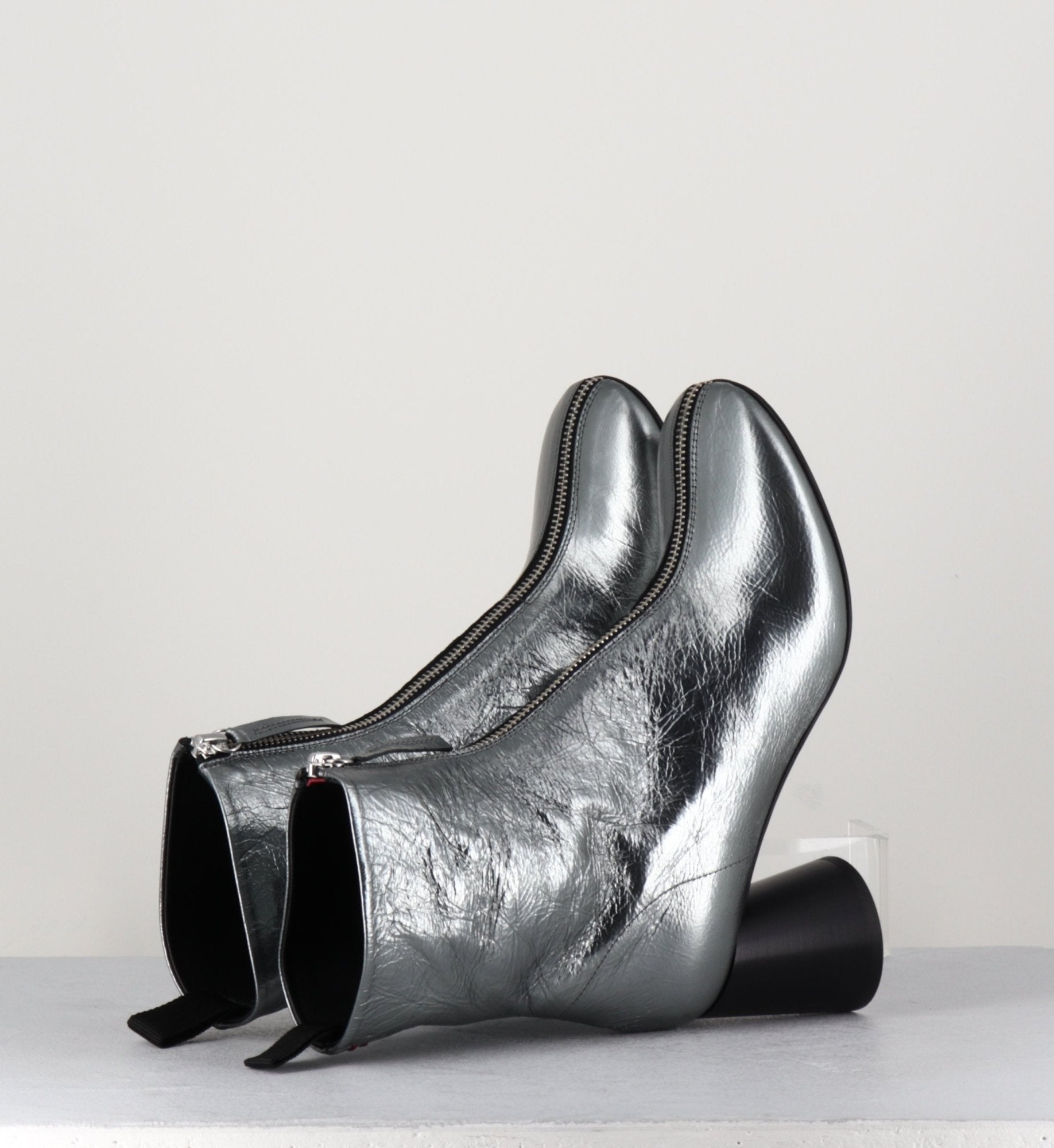 Bottines en cuir métallisé argent très souple - ACE07 METAL