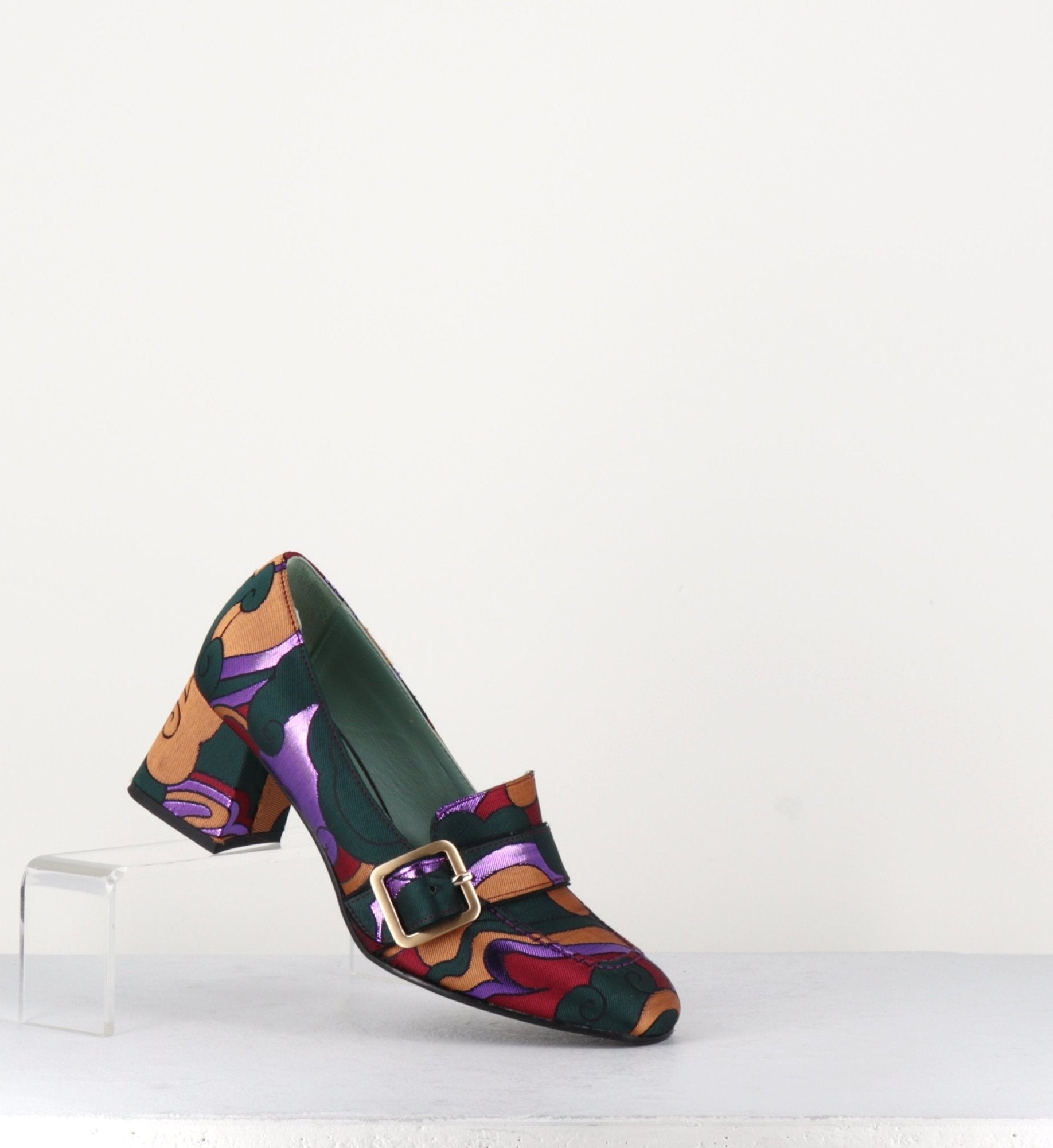Mocassins à talons en toile multicolore D83S3 - Paola D'Arcano