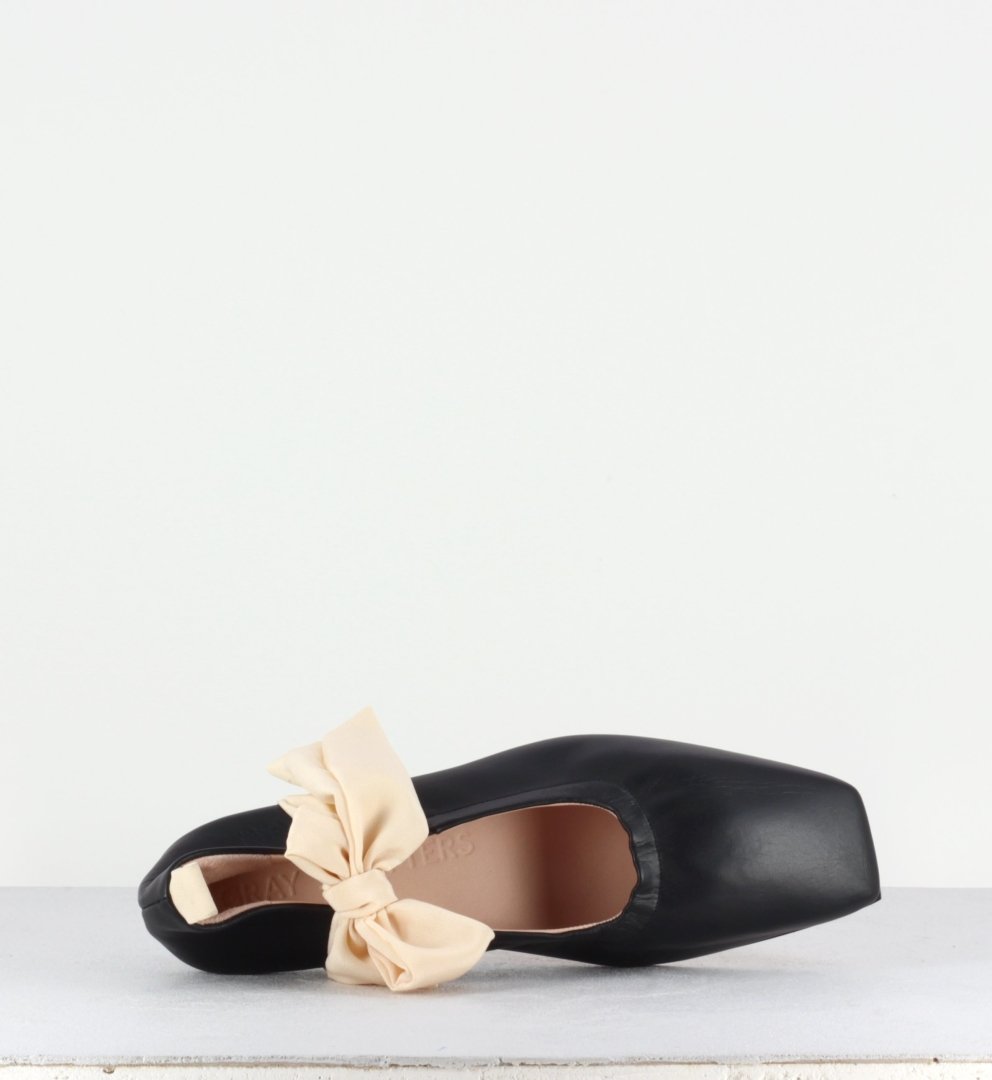 Escarpin noir à bout carré avec nœud - Dafne Mary Jane