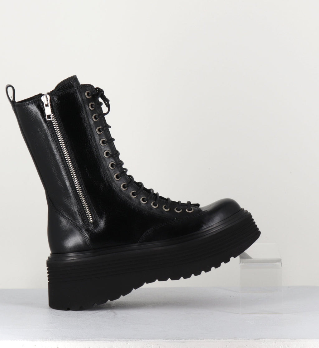 Boots rangers à zip & lacets - PIANU NERO
