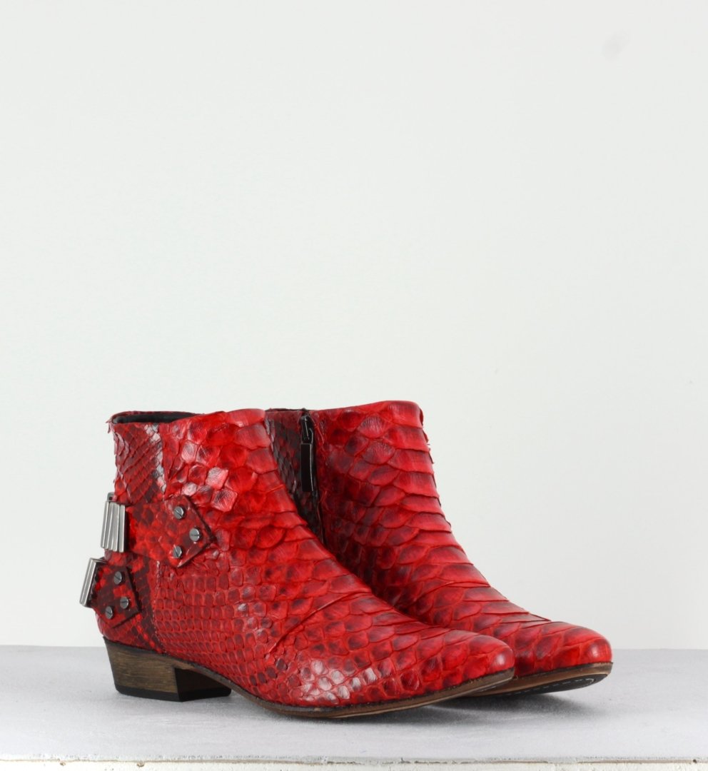Bottines en python rouge LO RED RUBY - Fury London