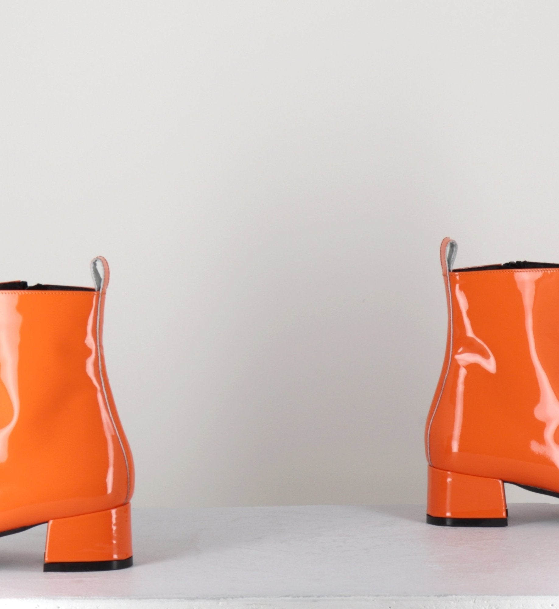 Boots 60s en cuir vernis orange - JANE VERNICE ORANGE