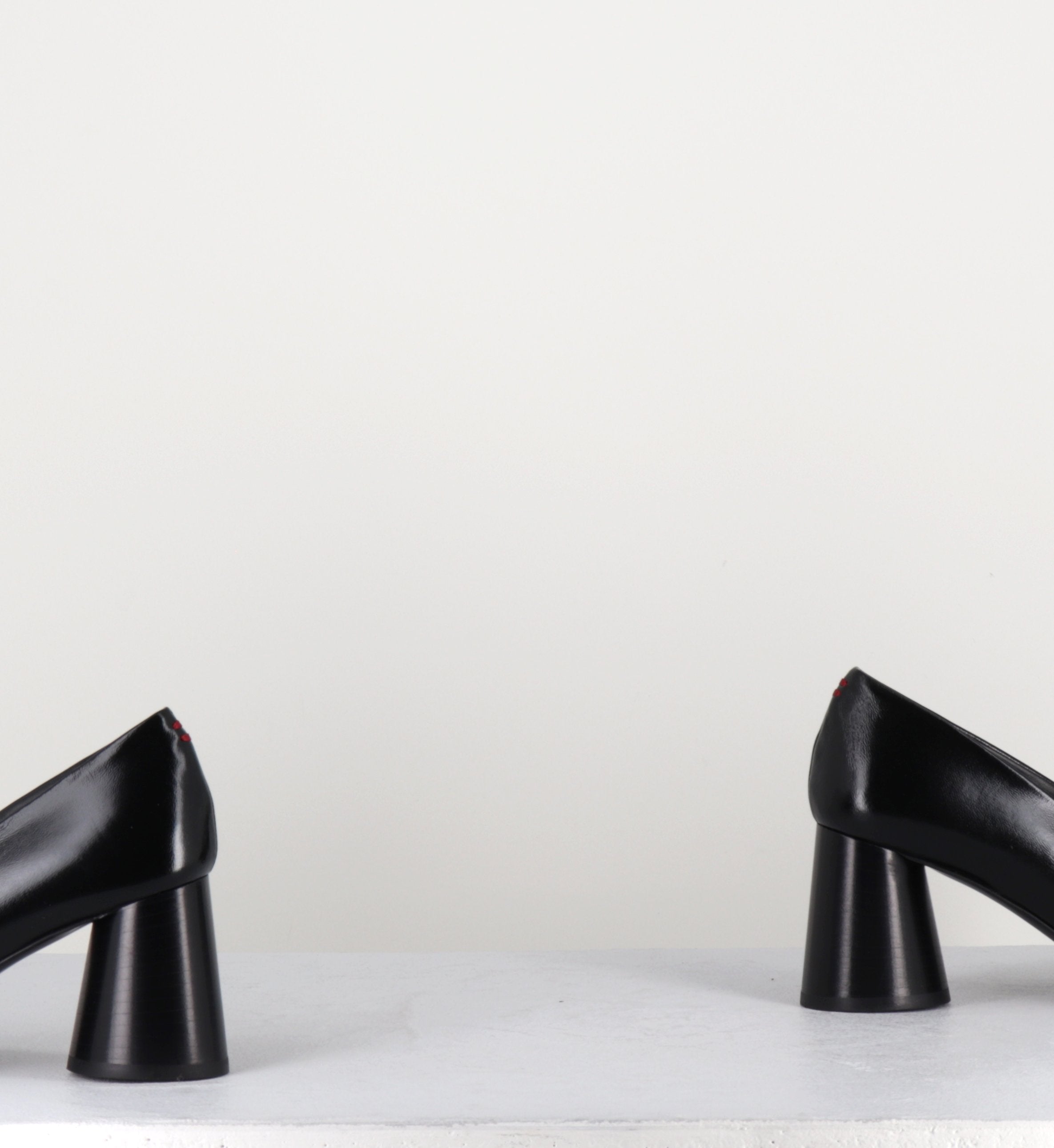 Mocassins à talon en cuir noir - ACE03 NERO