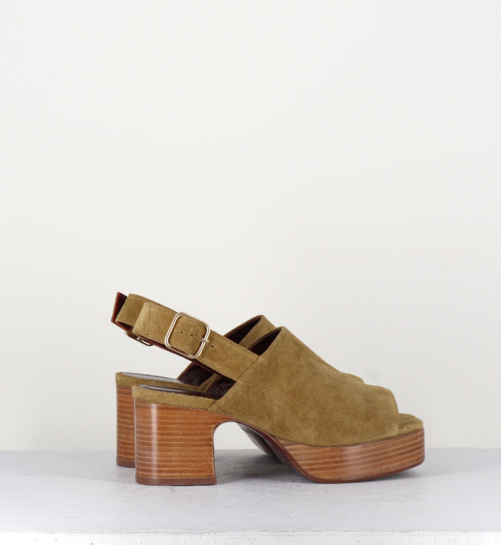 Sandales en daim camel à plateforme - MILOU C81 CHAMOIS