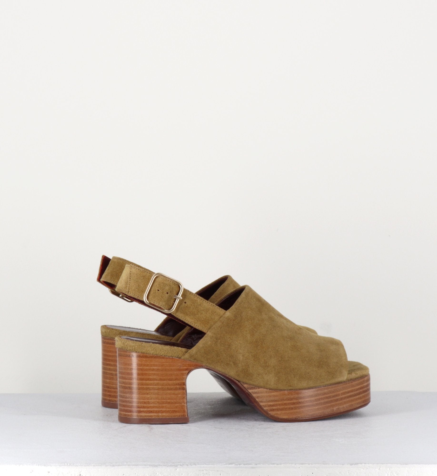 Sandales en daim camel à plateforme - MILOU C81 CHAMOIS