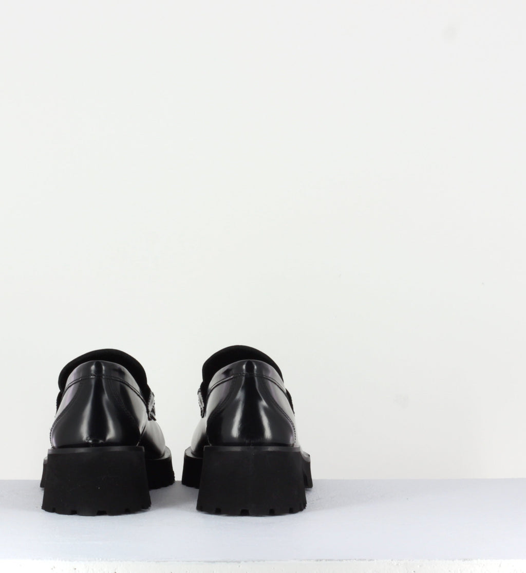 Mocassin en cuir noir à mors doré & semelle micro - 21JMC30 NERO