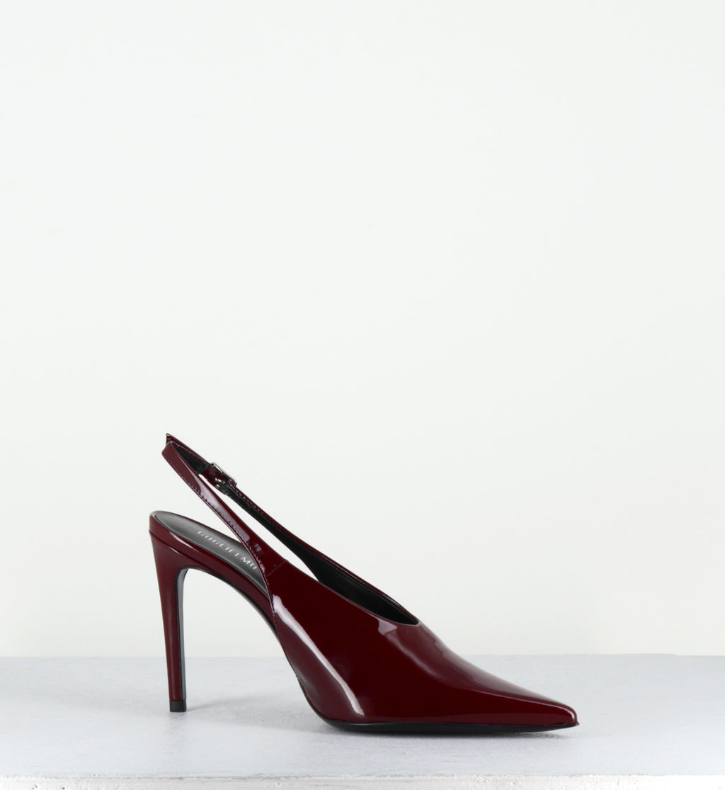 Escarpins slingback talon haut en cuir vernis bordeaux - FEEL VERNICE BURGUNDY