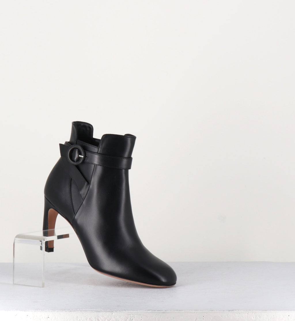 Bottine en cuir noir à talon Pellico - 7311