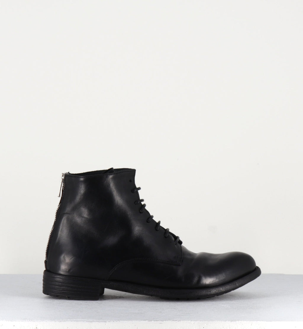 Bottines plates à lacets en cuir noir Officine Creative - MARS007