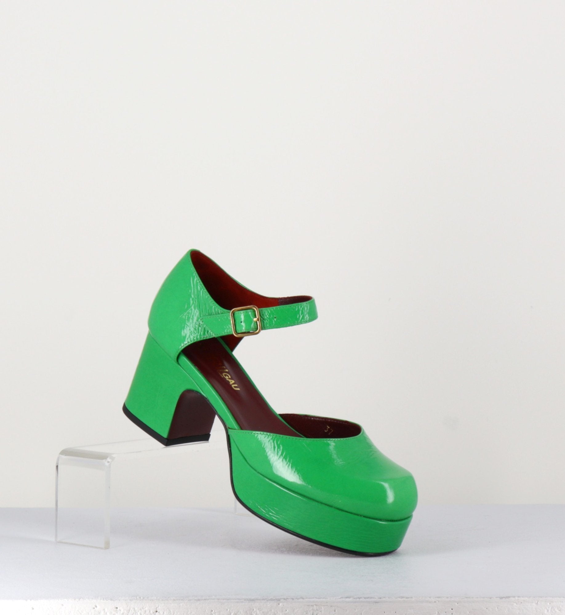 Babies 70s à plateforme en cuir vernis vert - MALAGA R79 MENTHE