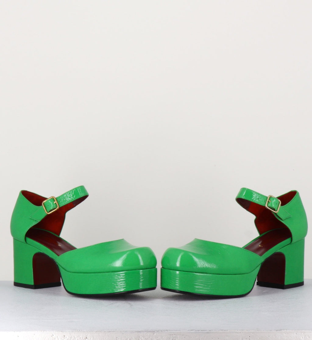 Babies 70s à plateforme en cuir vernis vert - MALAGA R79 MENTHE