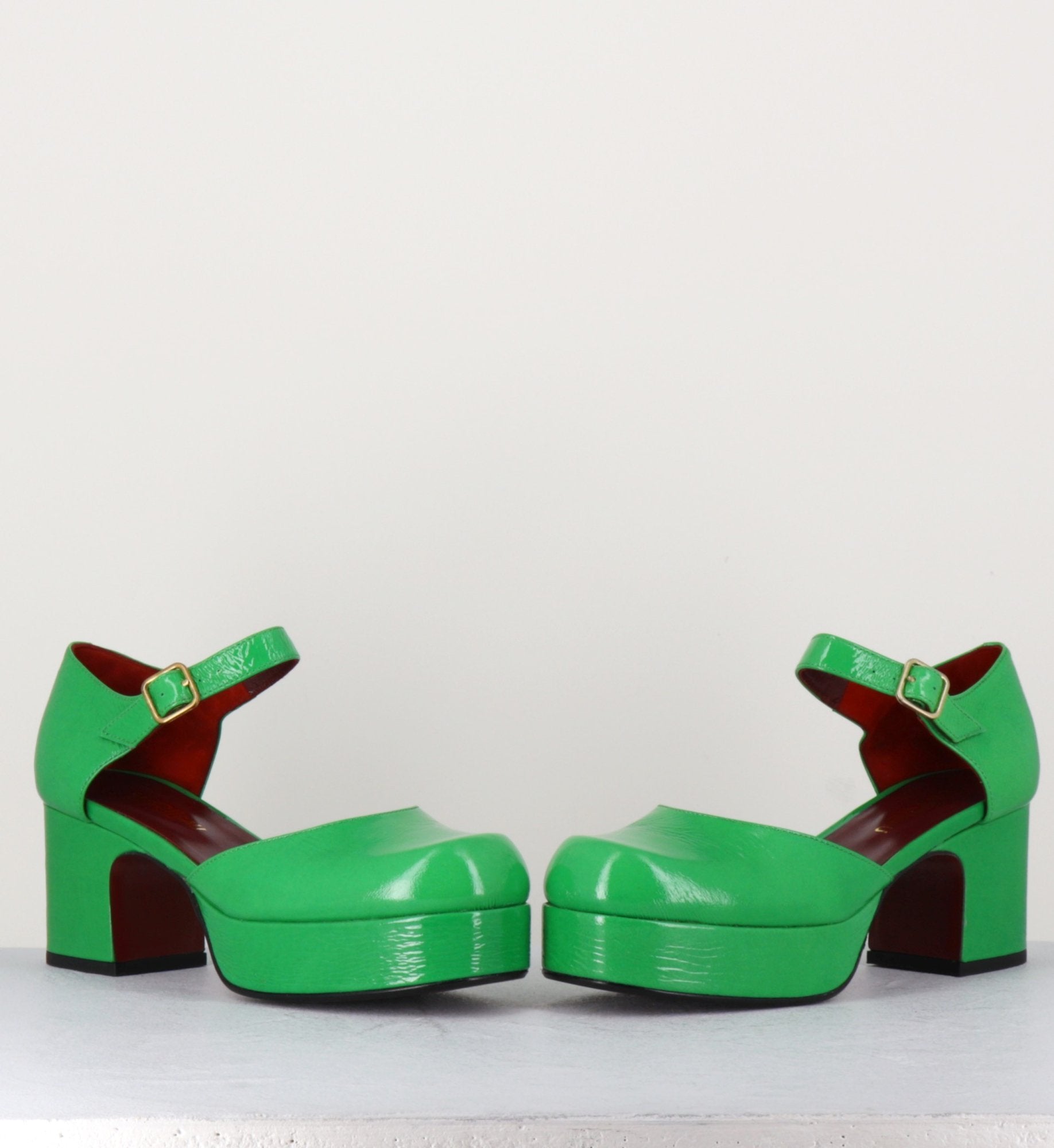 Babies 70s à plateforme en cuir vernis vert - MALAGA R79 MENTHE