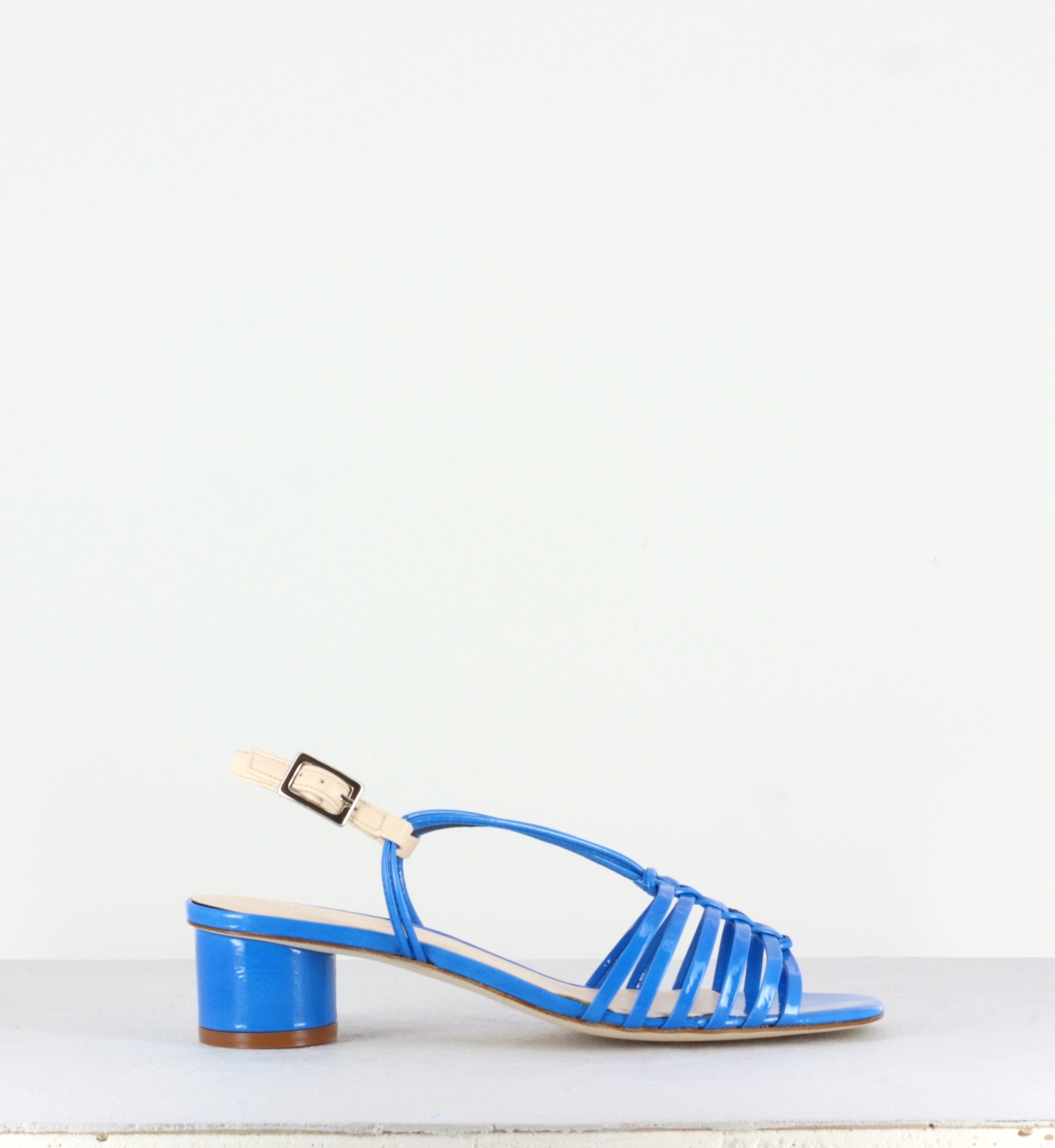 ARIANNA BLUE PATENT SANDAL