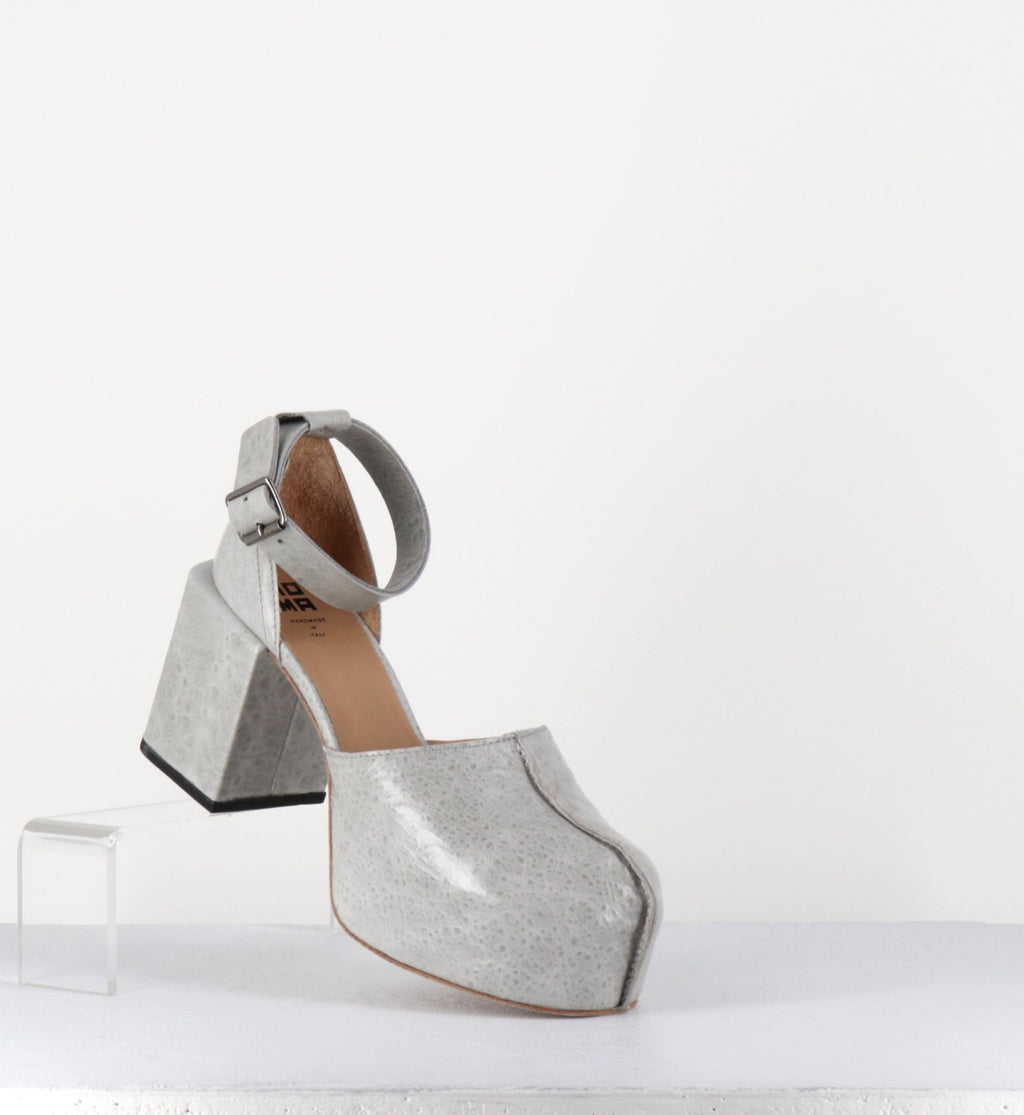 Babies à plateforme en cuir gaufré gris - 1GS445 NAPLAK LIGHT GREY