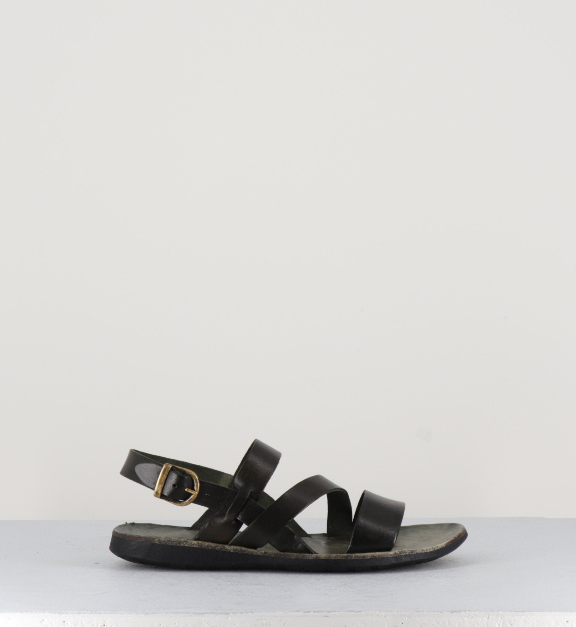 Sandales en cuir vert khaki - 34556 OLIVA