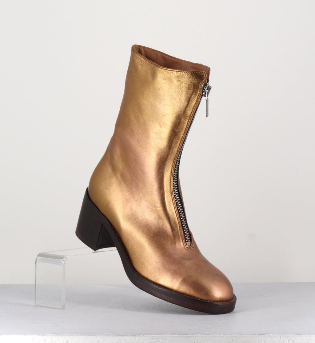 Boots en cuir métallisé doré à zip -888 NAPPA ORO
