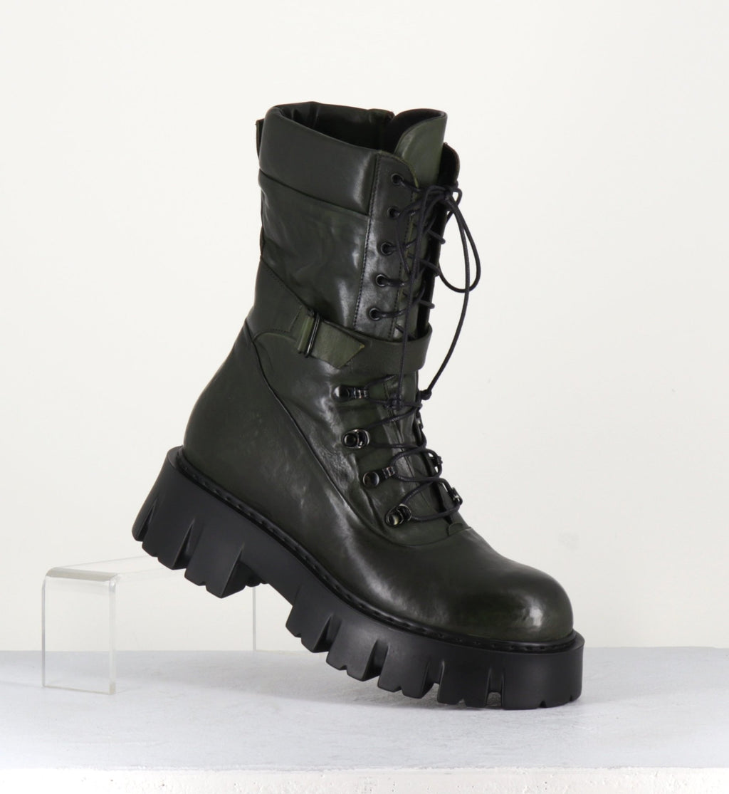 Rangers en cuir kaki souple - KFRE11652 KAKI