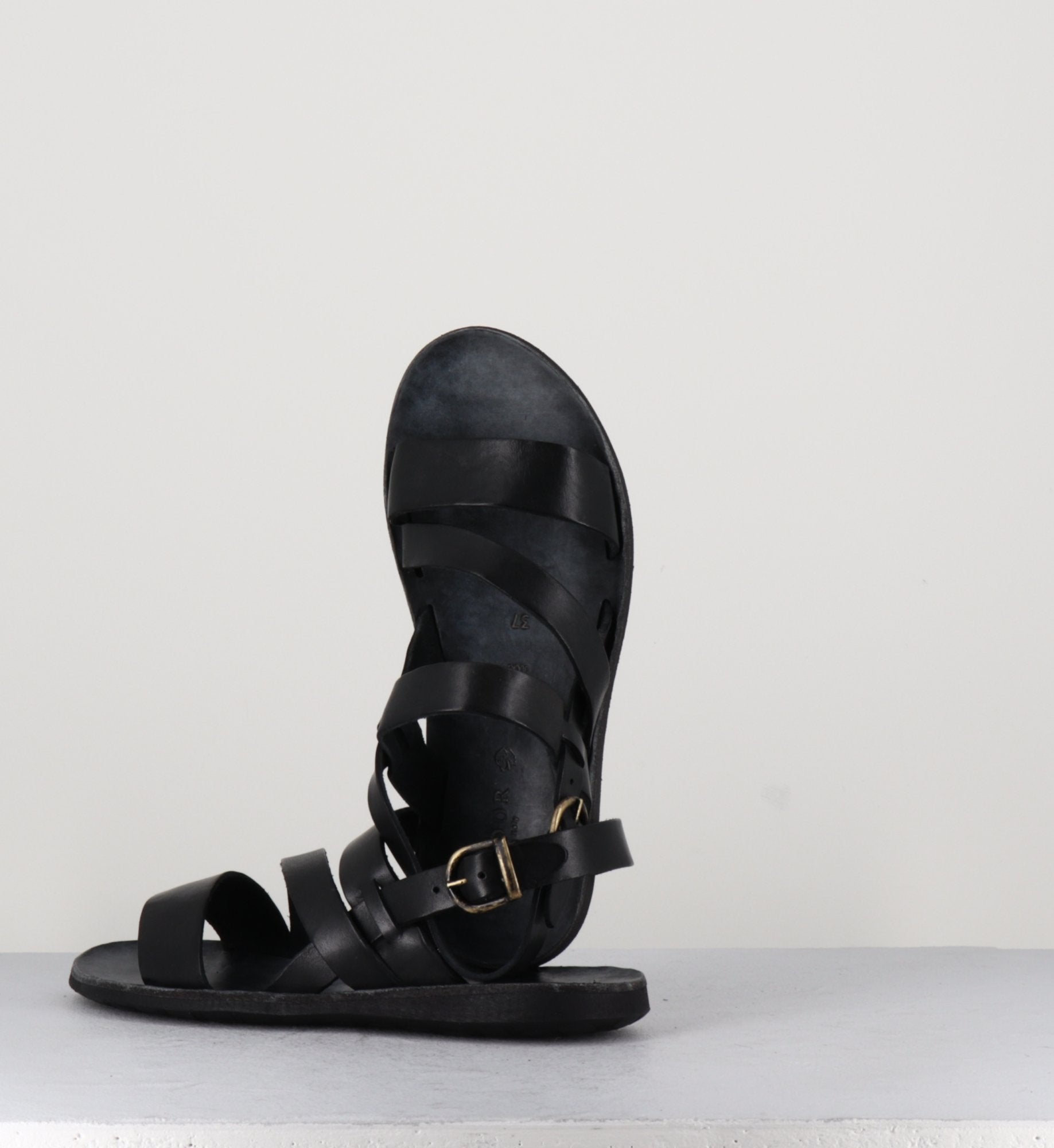 Sandales en cuir noir - 34556 NERO