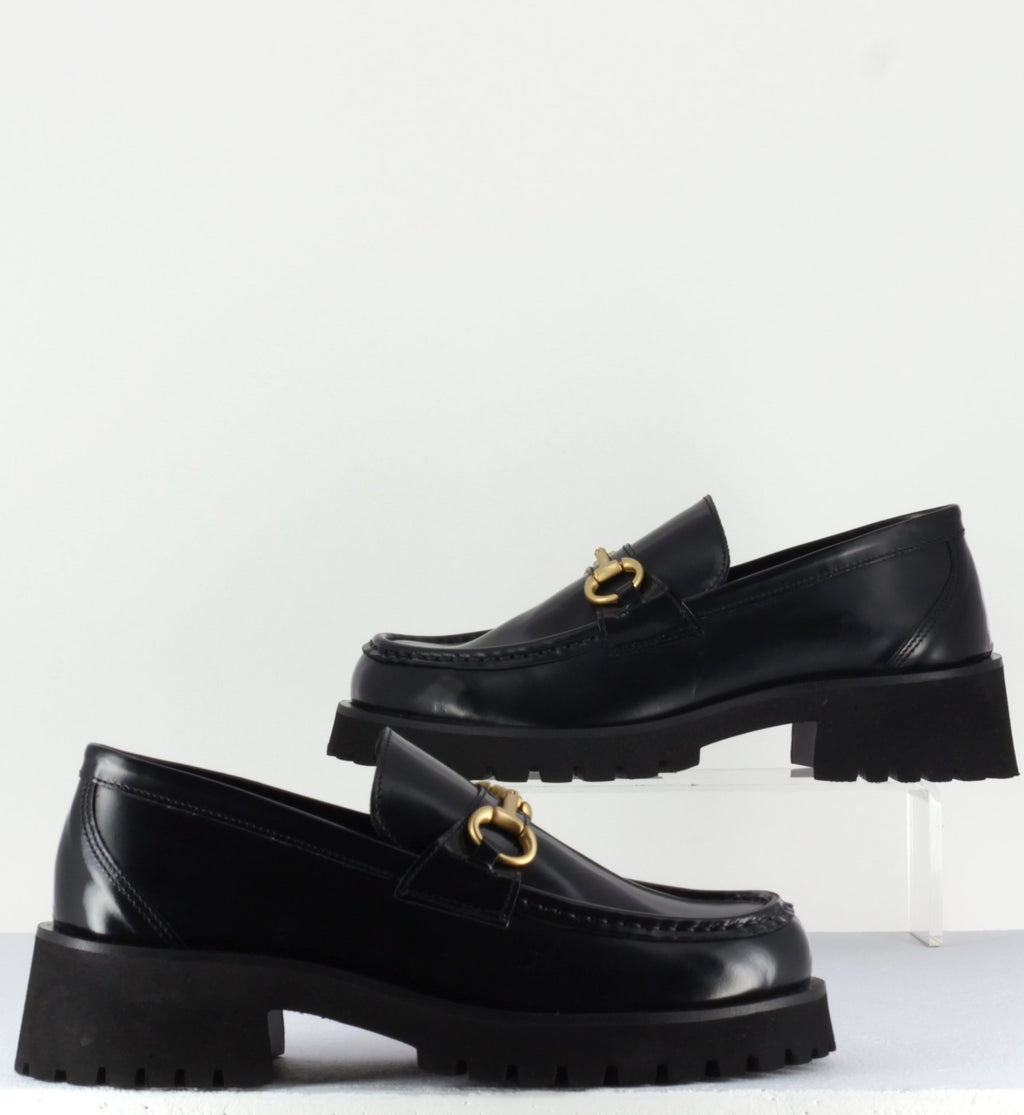 Mocassin en cuir noir à mors doré & semelle micro - 21JMC30 NERO