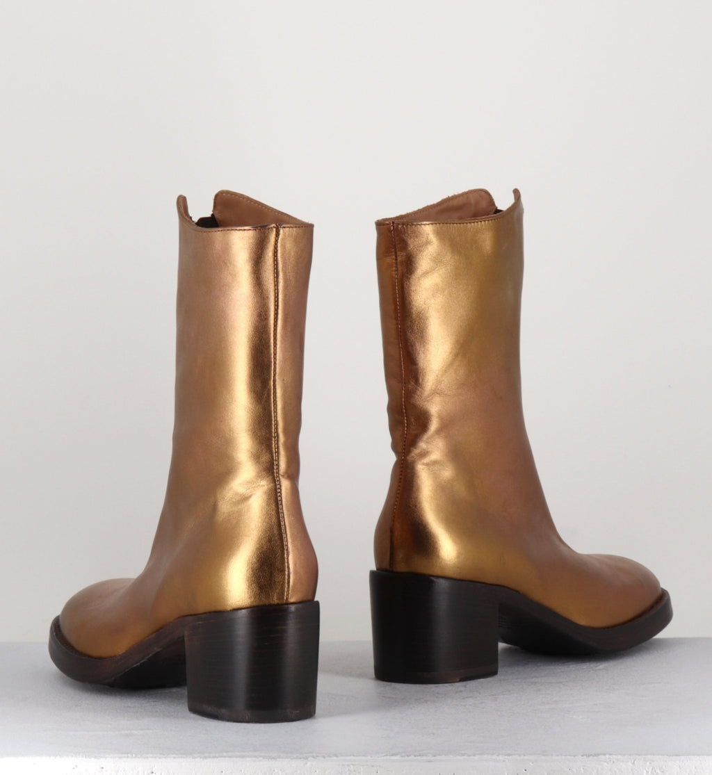 Boots en cuir métallisé doré à zip -888 NAPPA ORO