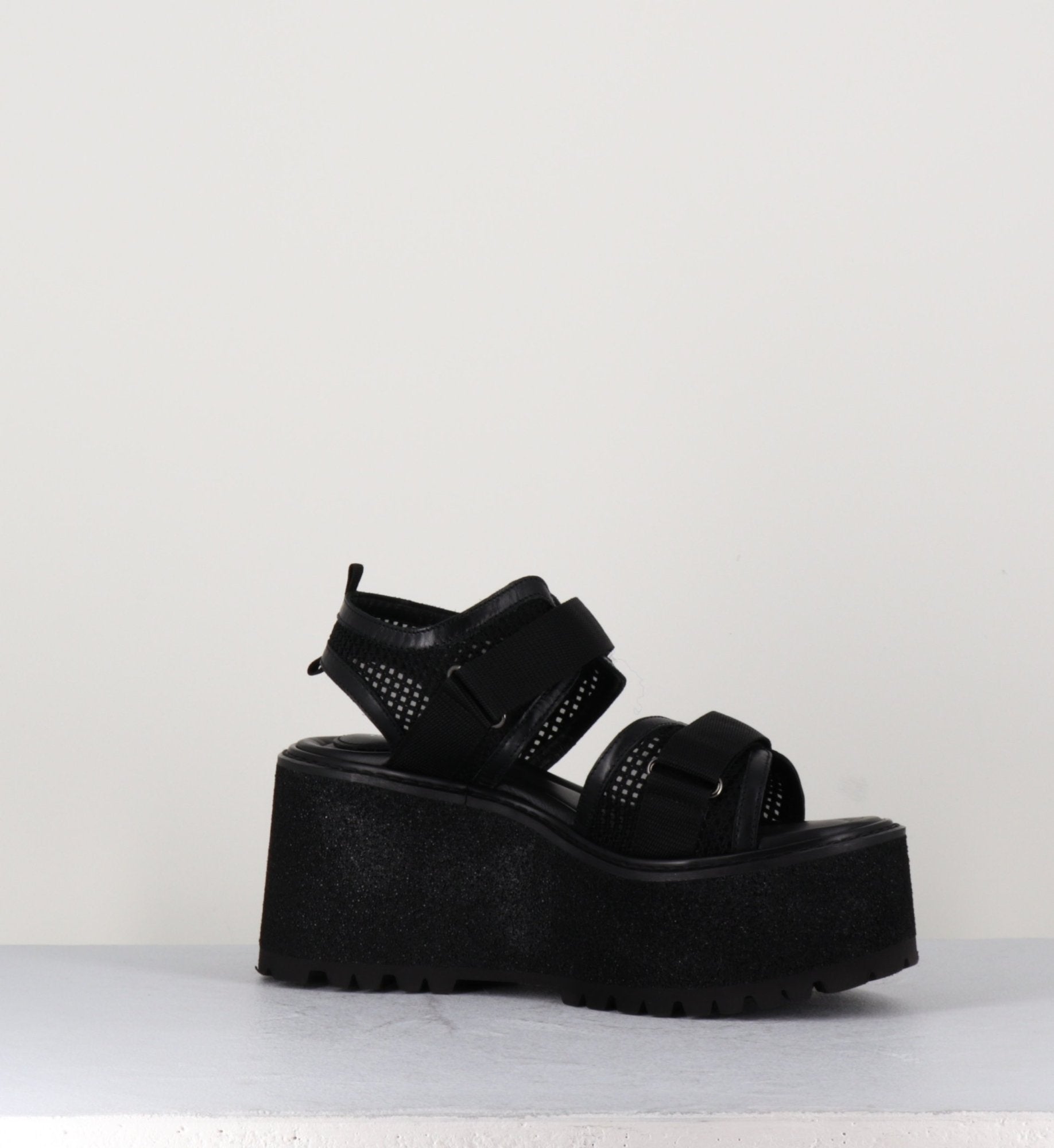 Sandales en cuir&mesh - M6243 NERO