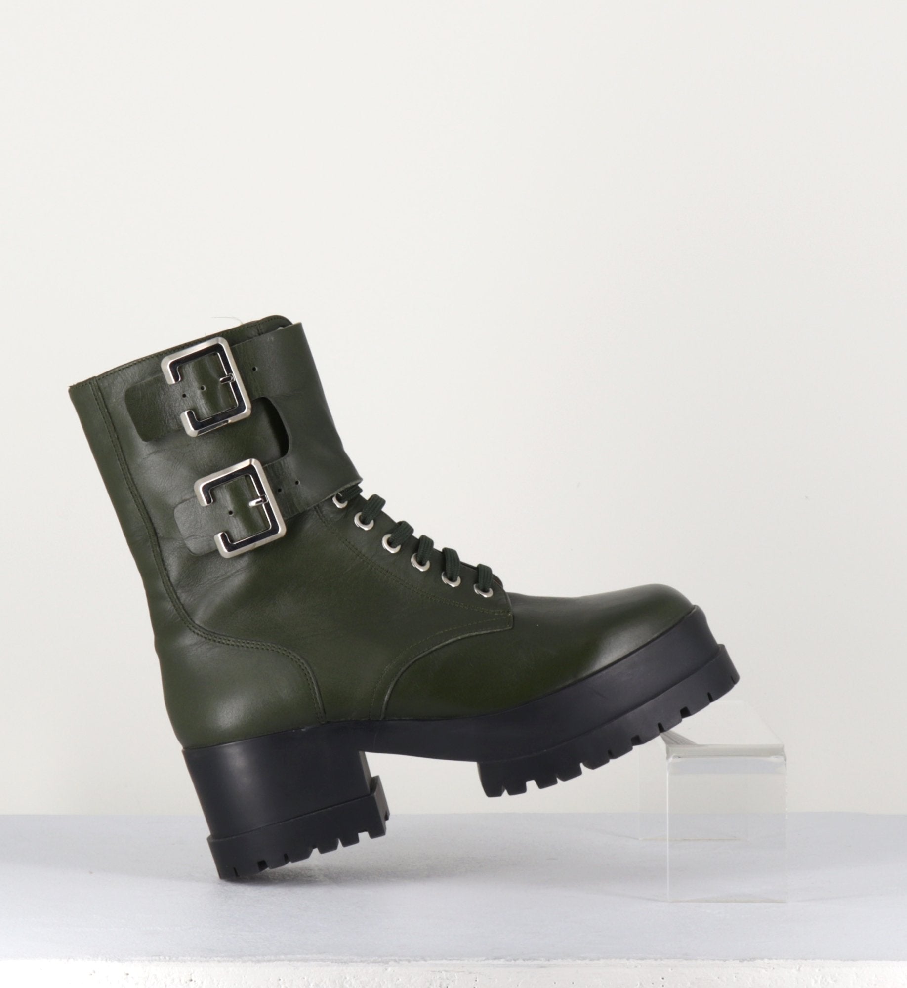 Bottines à lacets en cuir kaki Clergerie Paris - WILLY2