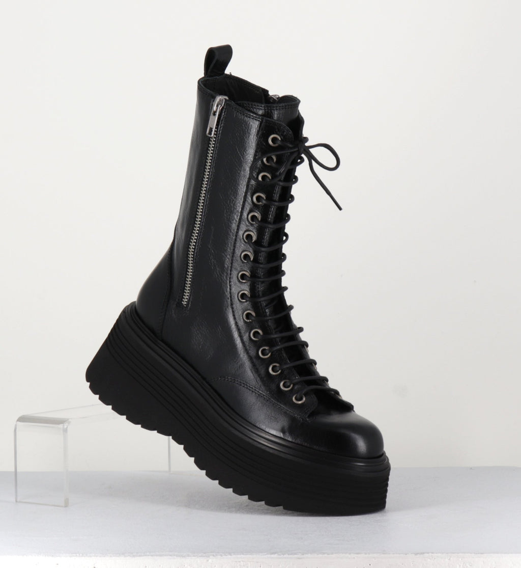Boots rangers à zip & lacets - PIANU NERO