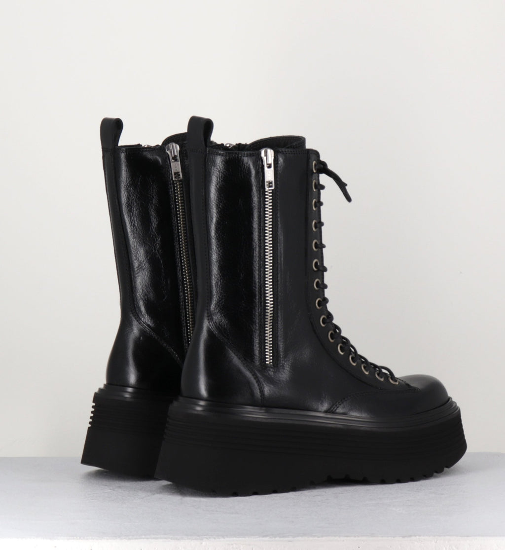 Boots rangers à zip & lacets - PIANU NERO