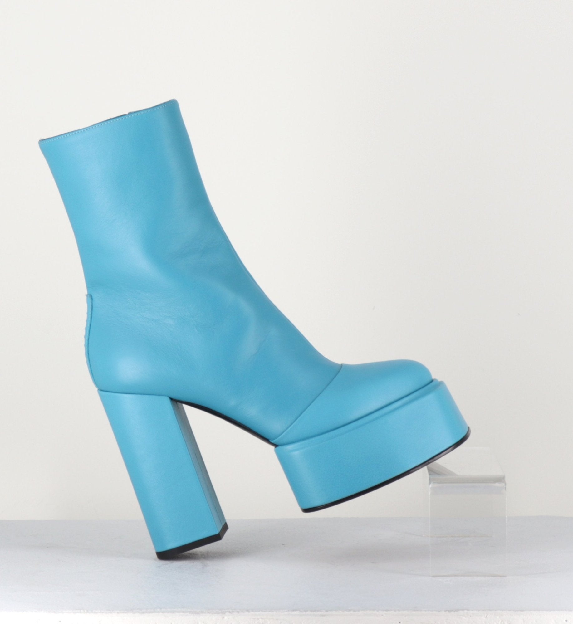 Boots en cuir souple bleu turquoise - IARA MOK ASH