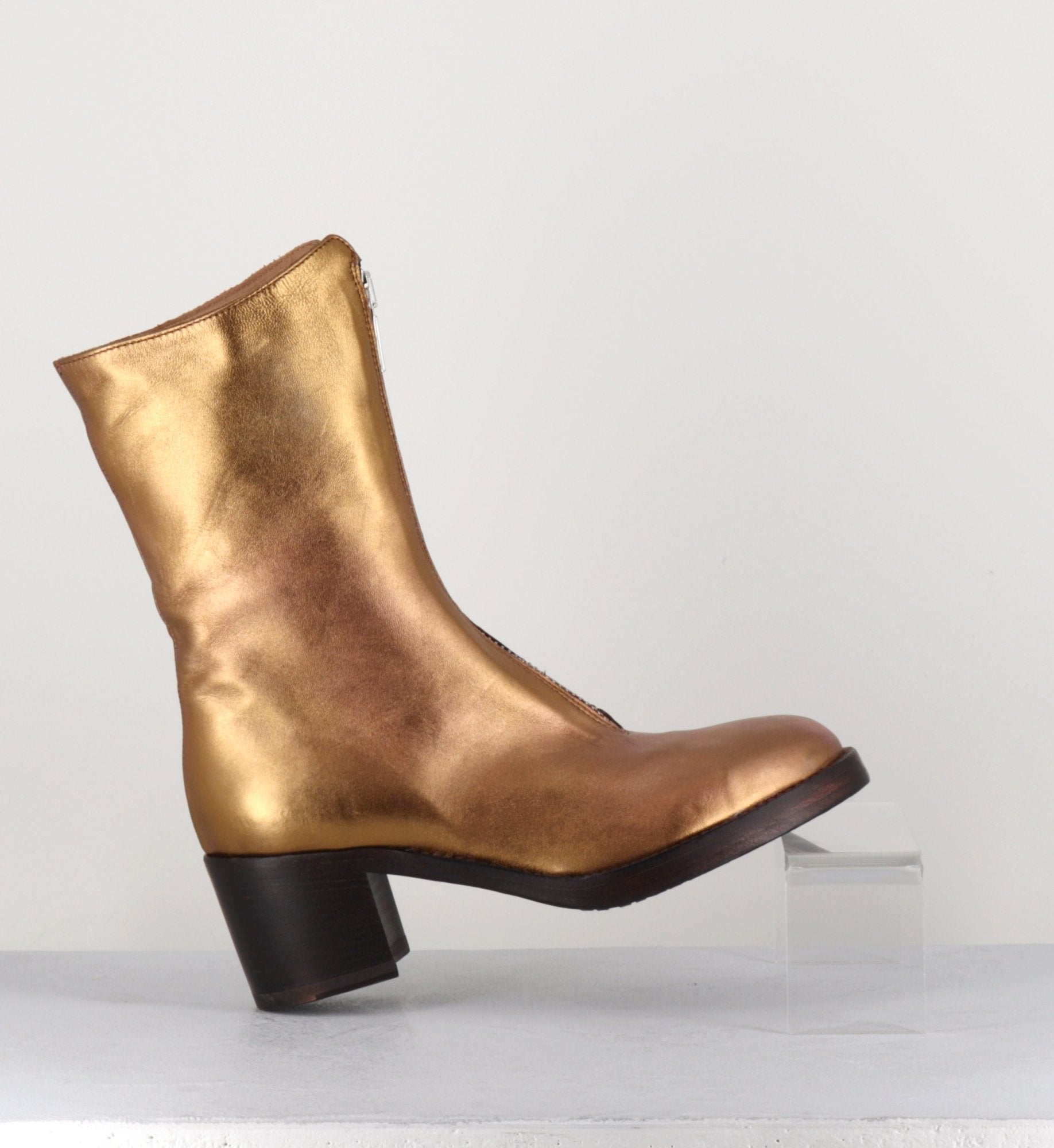 Boots en cuir métallisé doré à zip -888 NAPPA ORO