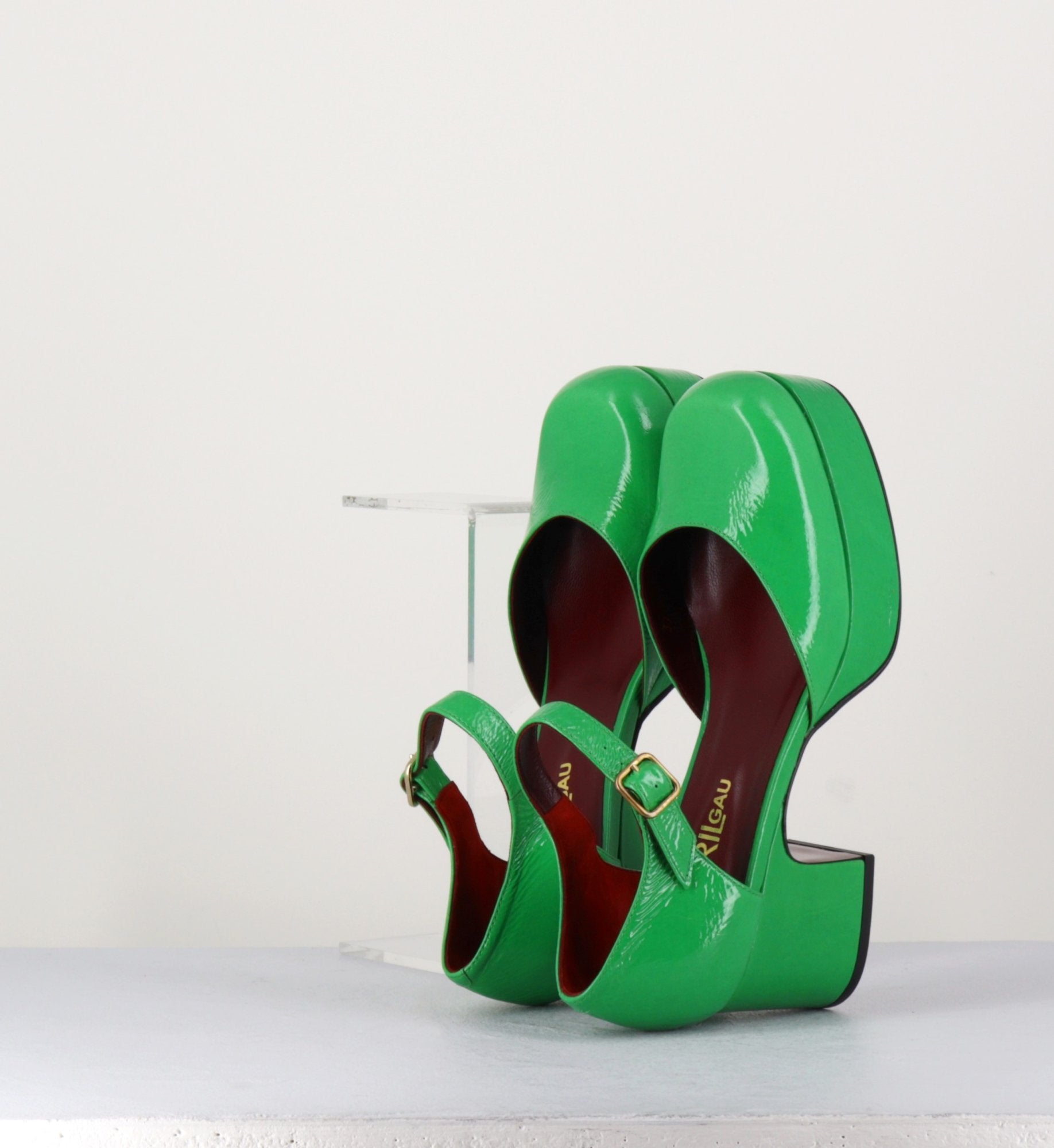 Babies 70s à plateforme en cuir vernis vert - MALAGA R79 MENTHE