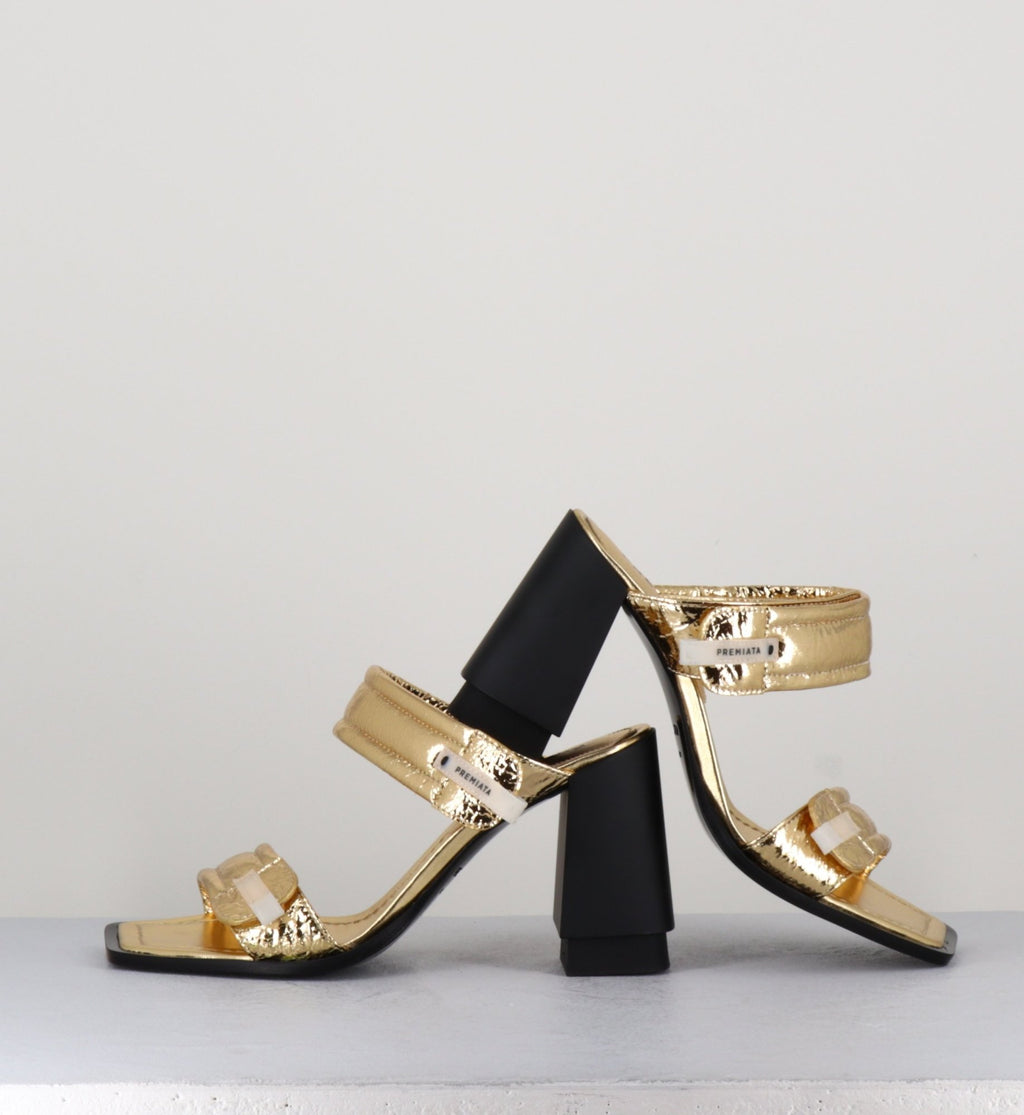 Sandales en cuir métallisé doré texturé - M6270 GOLD
