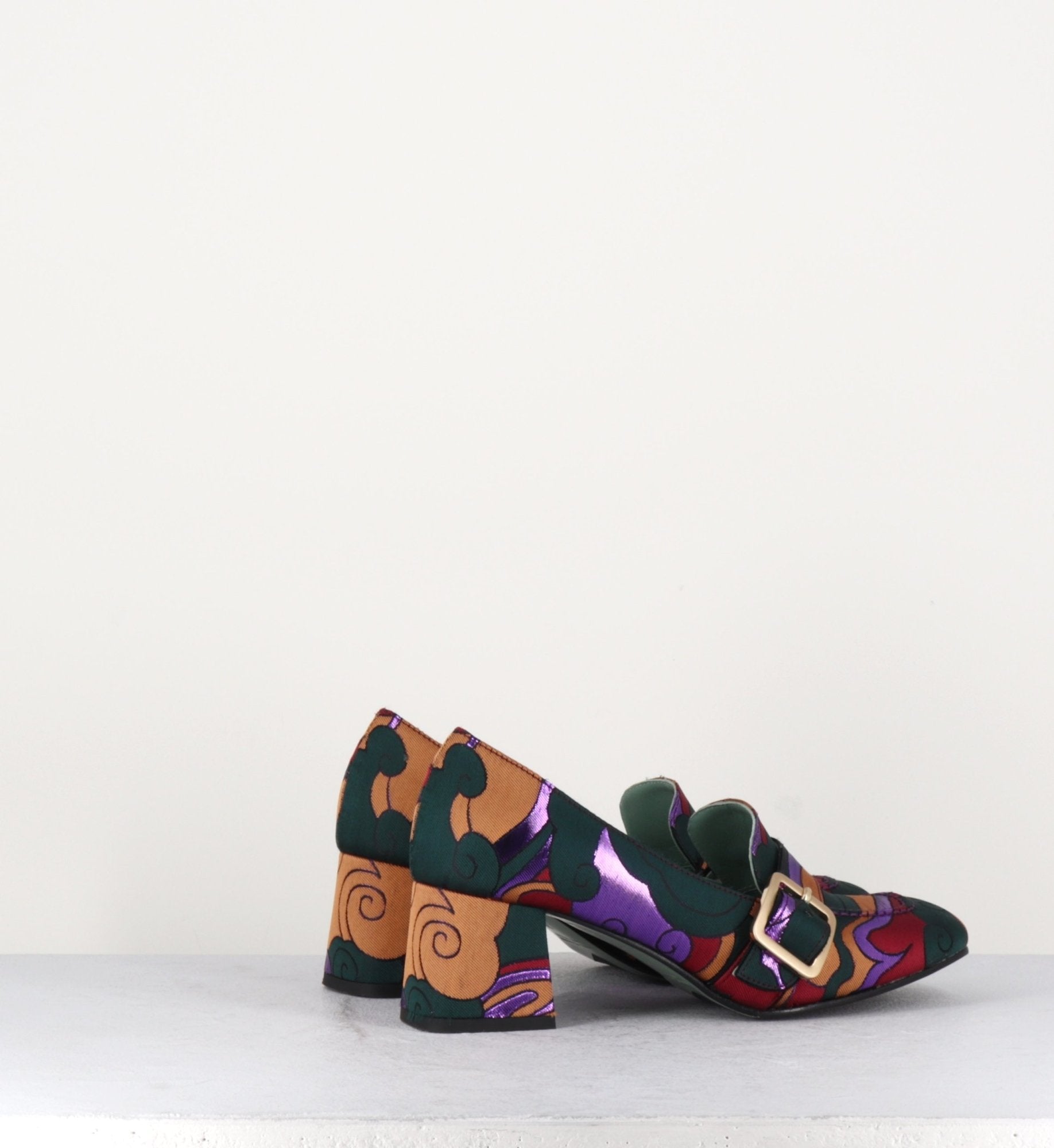 Mocassins à talons en toile multicolore D83S3 - Paola D'Arcano