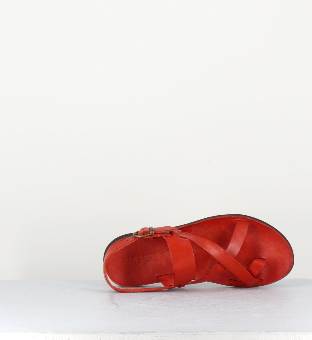 Sandales entre-doigts en cuir corail - 34723 POMPEIANO