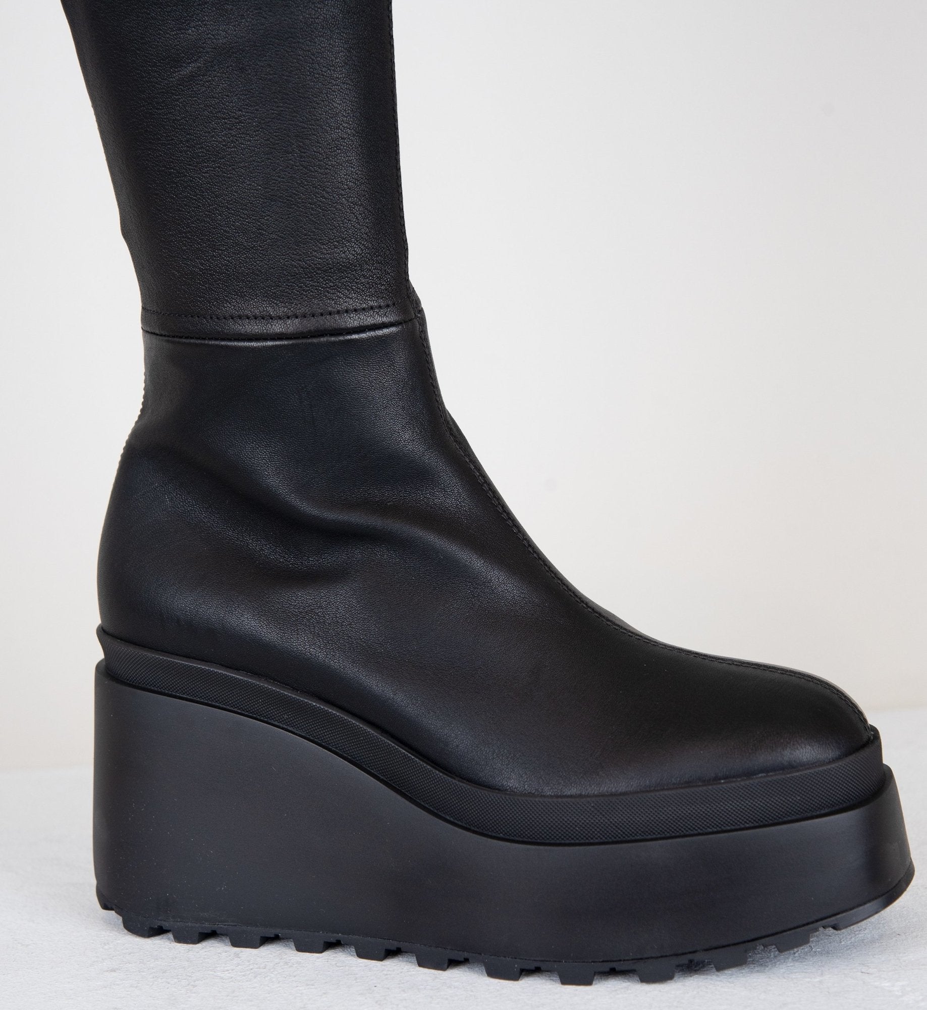 Cuissardes à plateforme en cuir stretch noir - 1Y5400 NERO