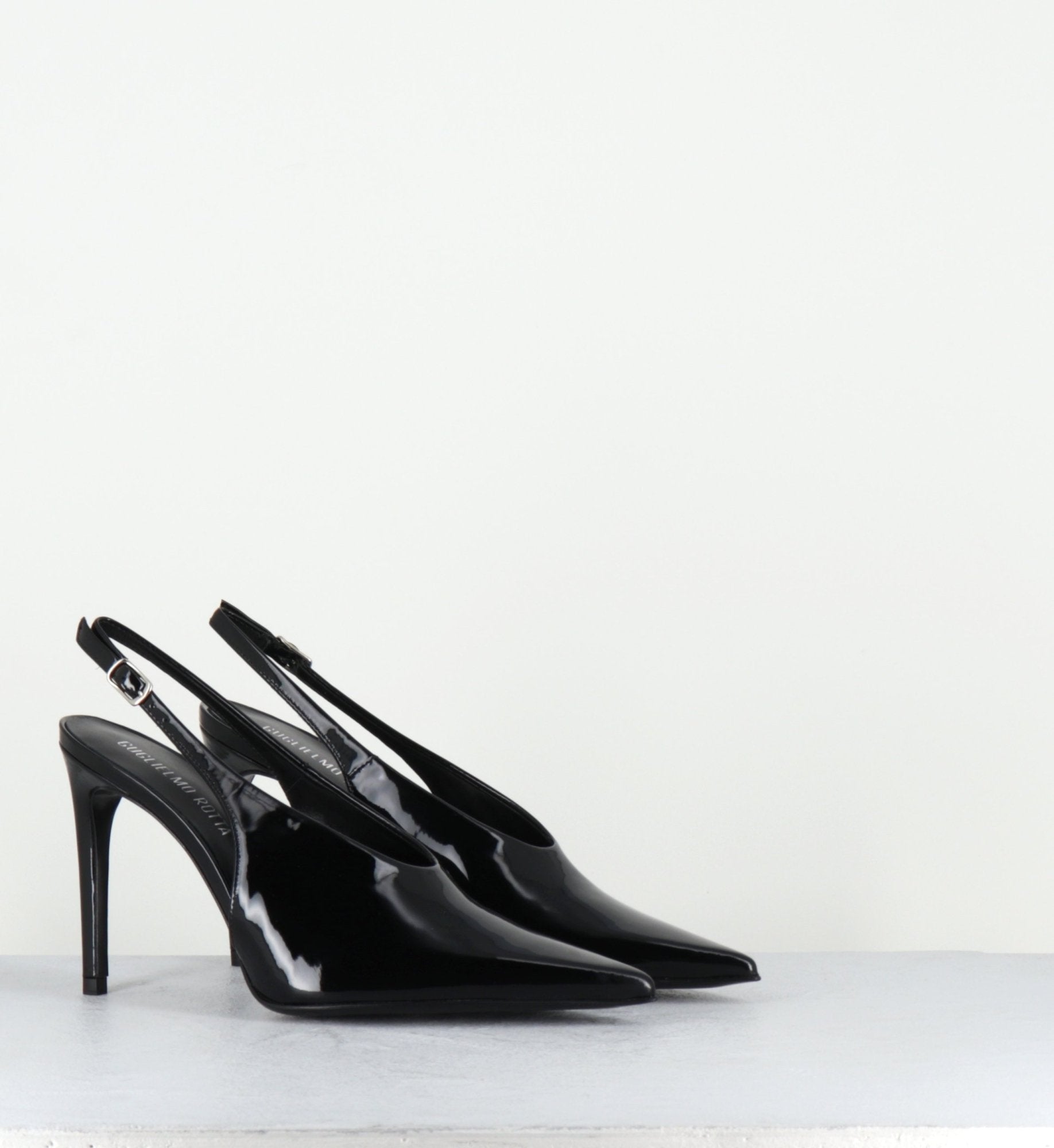 Escarpins slingback talon haut en cuir vernis noir - FEEL VERNICE BLACK