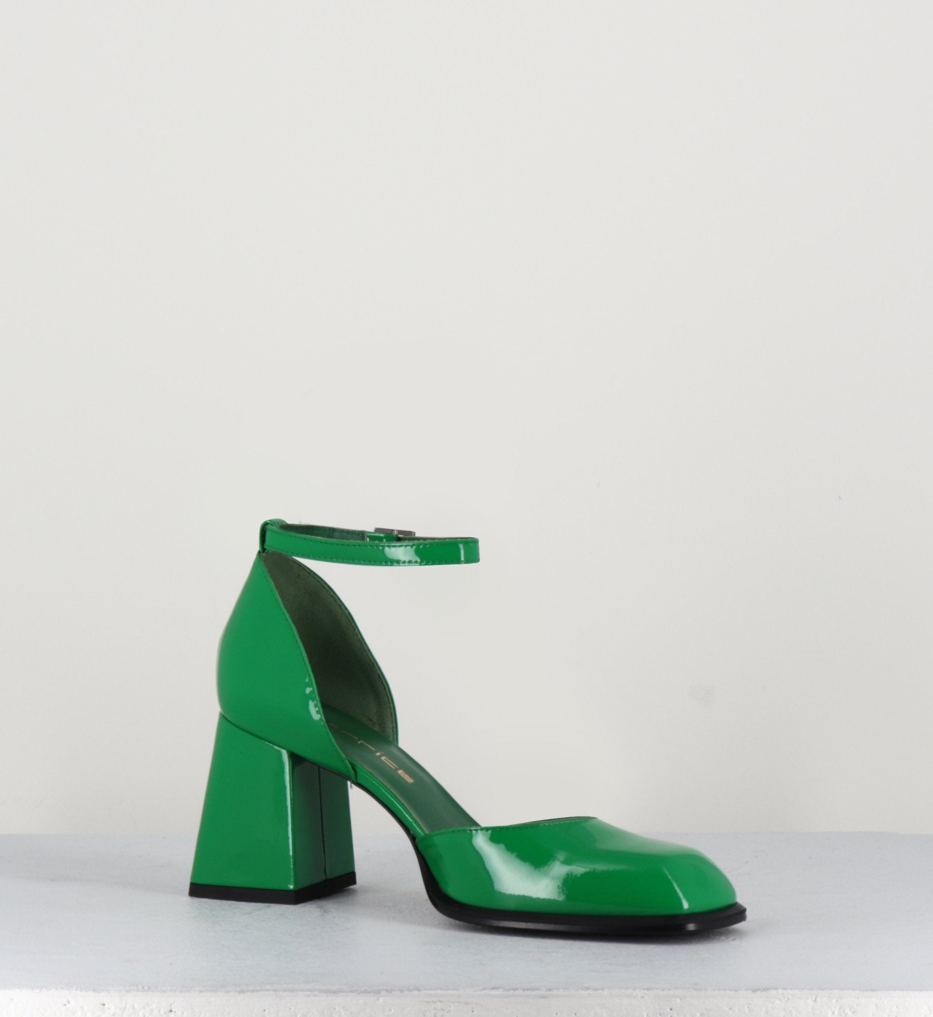Babies en cuir vernis vert à talon - MIA70 VERDE