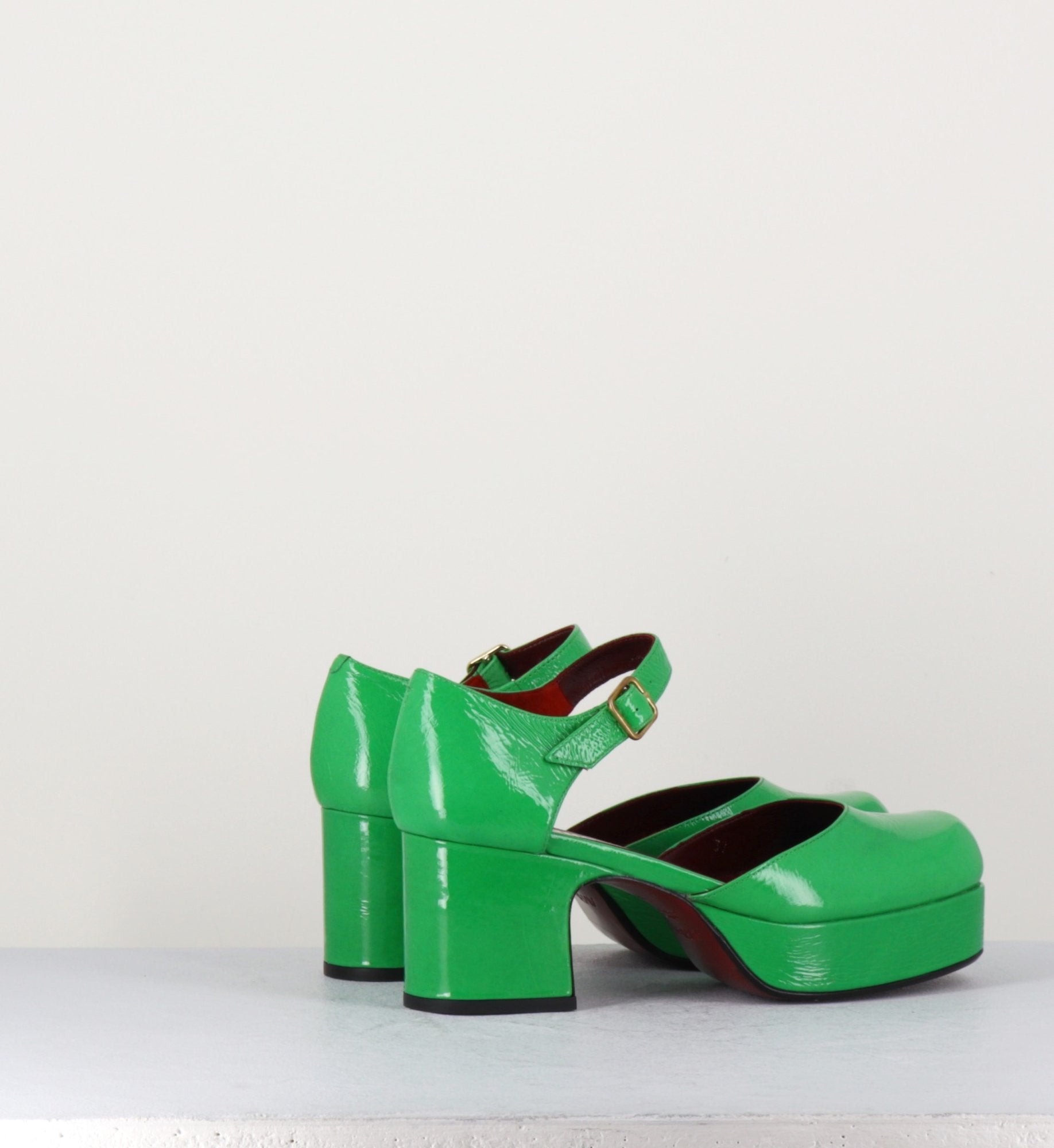 Babies 70s à plateforme en cuir vernis vert - MALAGA R79 MENTHE